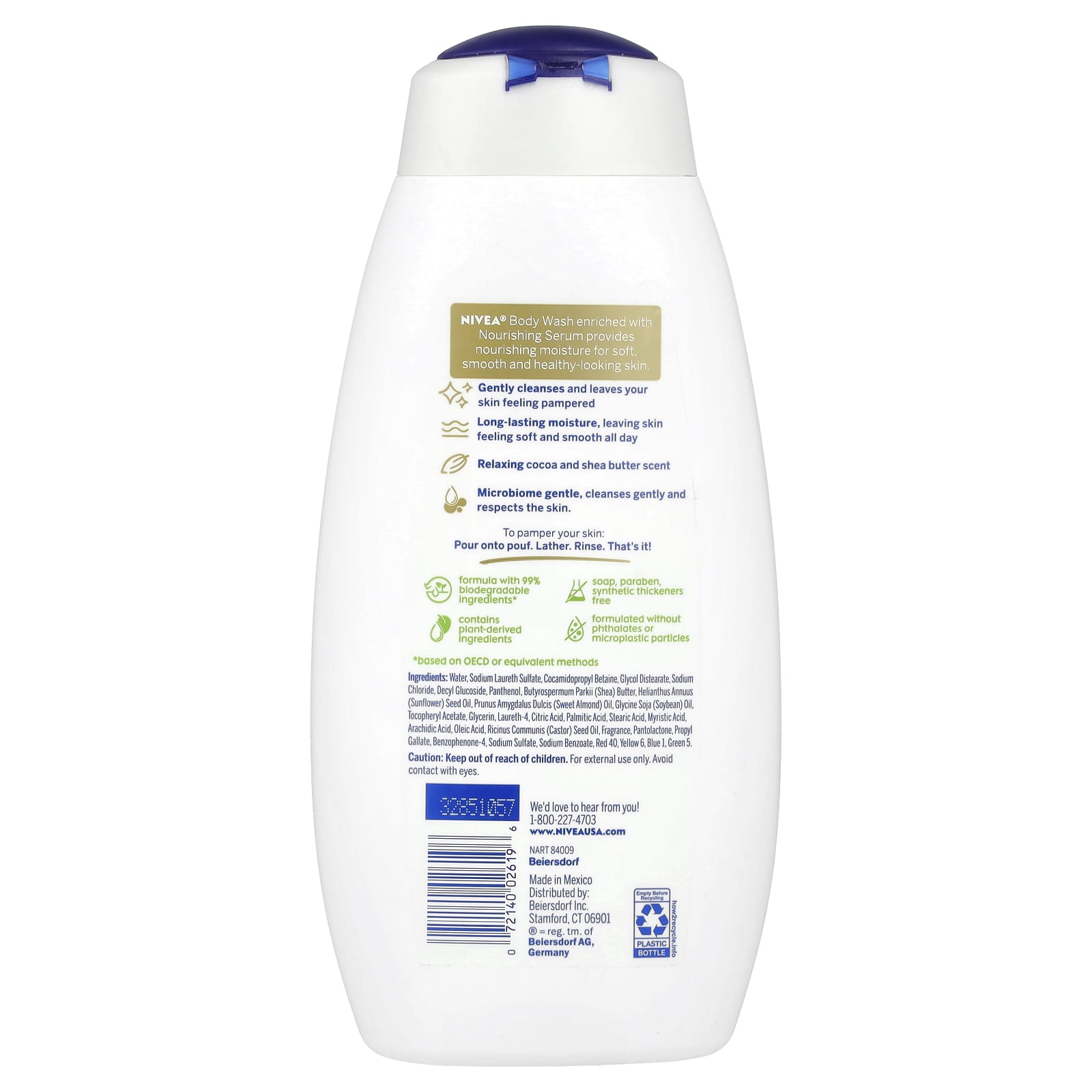 Nivea, Pampering Body Wash, Cocoa & Shea Butter, 20 fl oz (591 ml) - Image 2