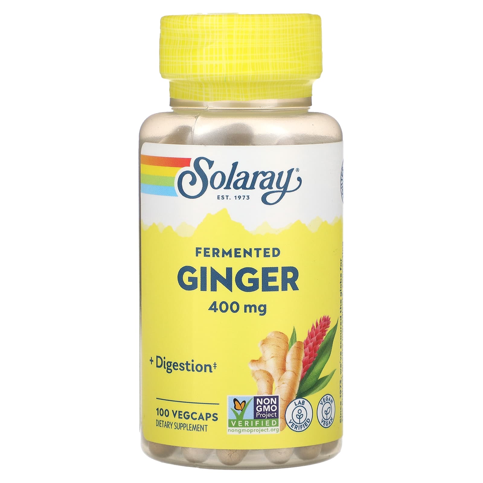 Solaray, Fermented Ginger, 400 mg, 100 VegCaps - Image 1
