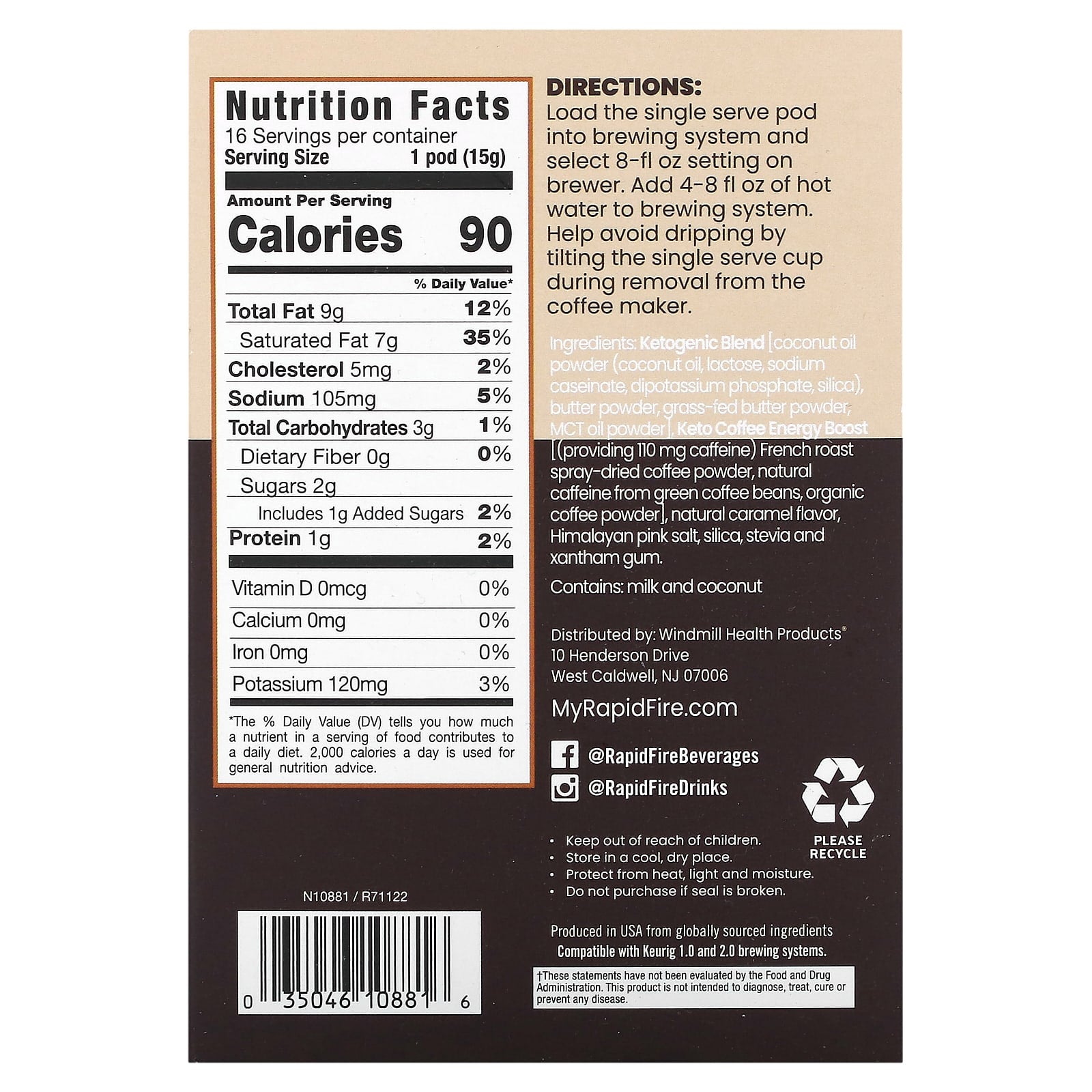 RAPIDFIRE, Keto Coffee Pod, Caramel Macchiato, Medium Roast, 16 Pods, 8.46 oz (240 g) - Image 2