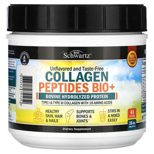 BioSchwartz Collagen Peptides Bio+ Unflavored 16 oz - Healthy Skin & Joints - Image 1