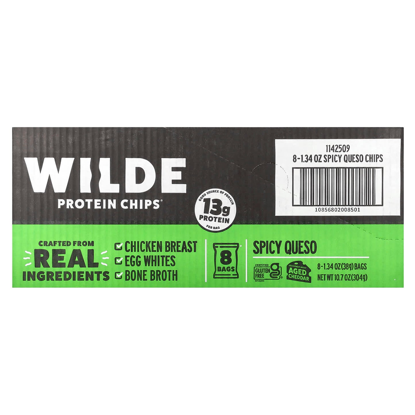 Wilde Brands, Protein Chips, Spicy Queso, 8 Bags, 1.34 oz (38 g) Each - Image 2