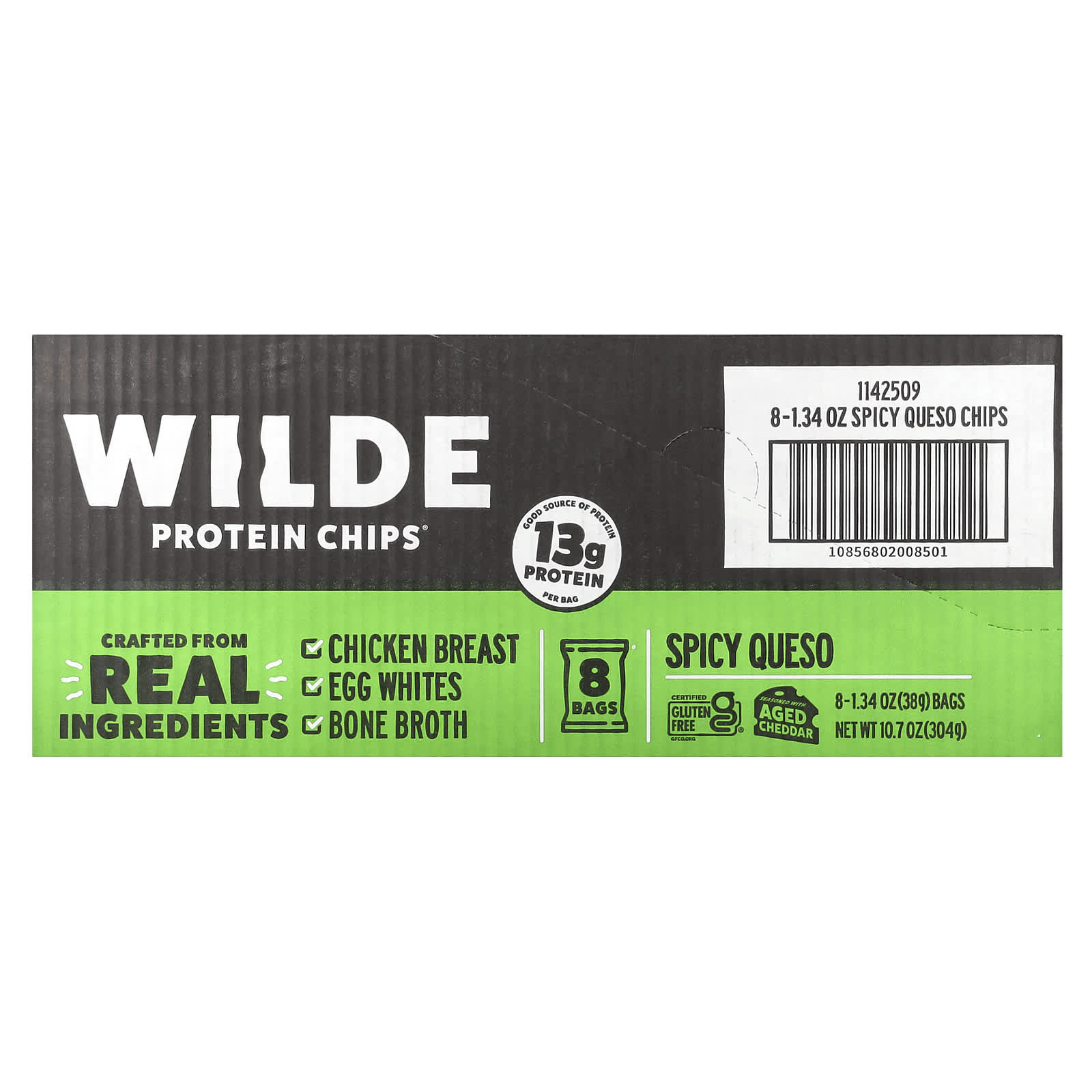 Wilde Brands, Protein Chips, Spicy Queso, 8 Bags, 1.34 oz (38 g) Each - Image 2