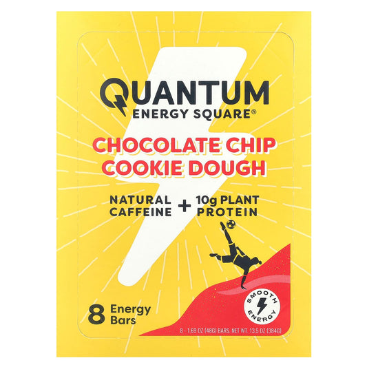 Quantum Energy Square, Energy Square®, Chocolate Chip Cookie Dough, 8 Bars, 1.69 oz (48 g) Each - Image 1