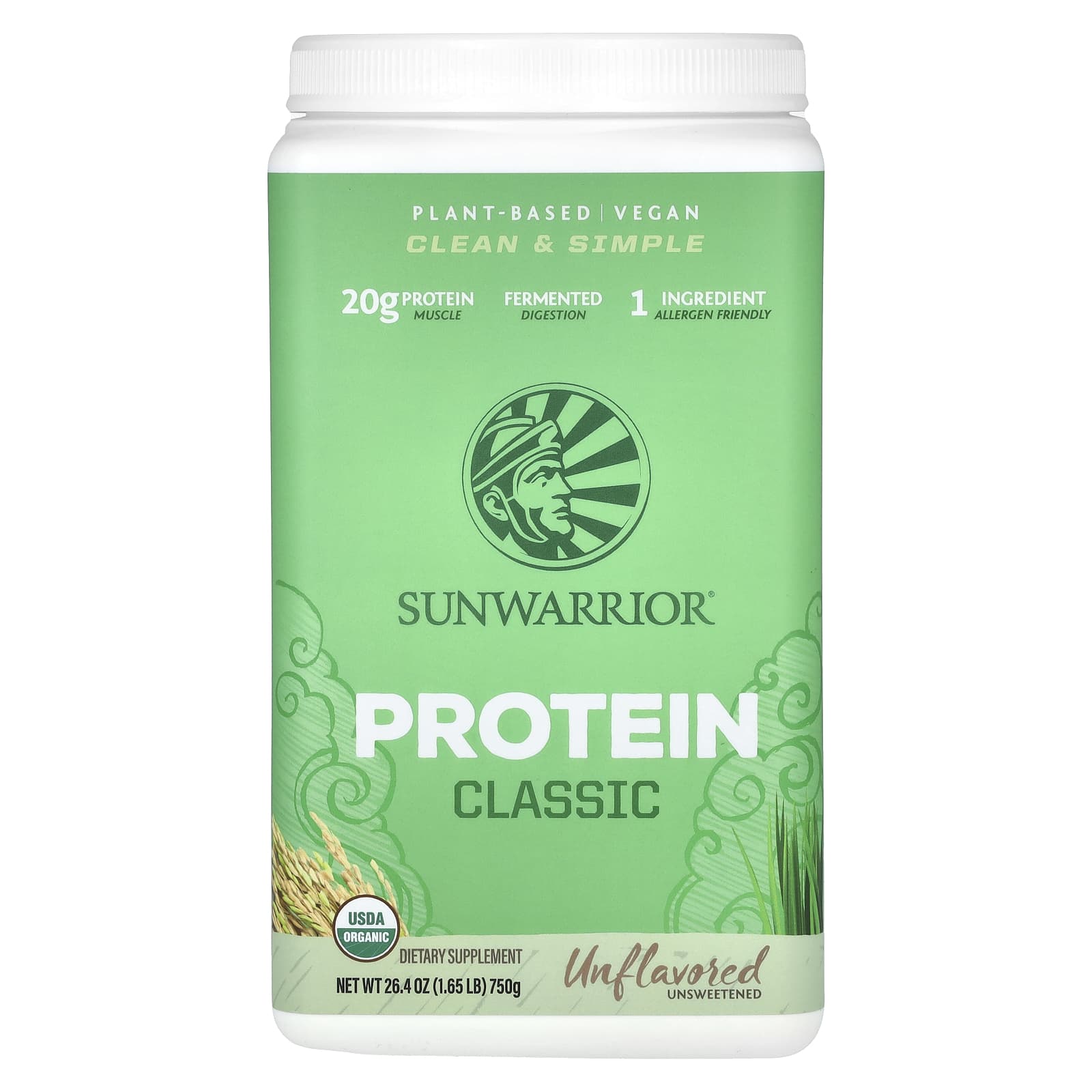 Sunwarrior, Classic Protein, Unflavored , 1.65 lb (750 g) - Image 1