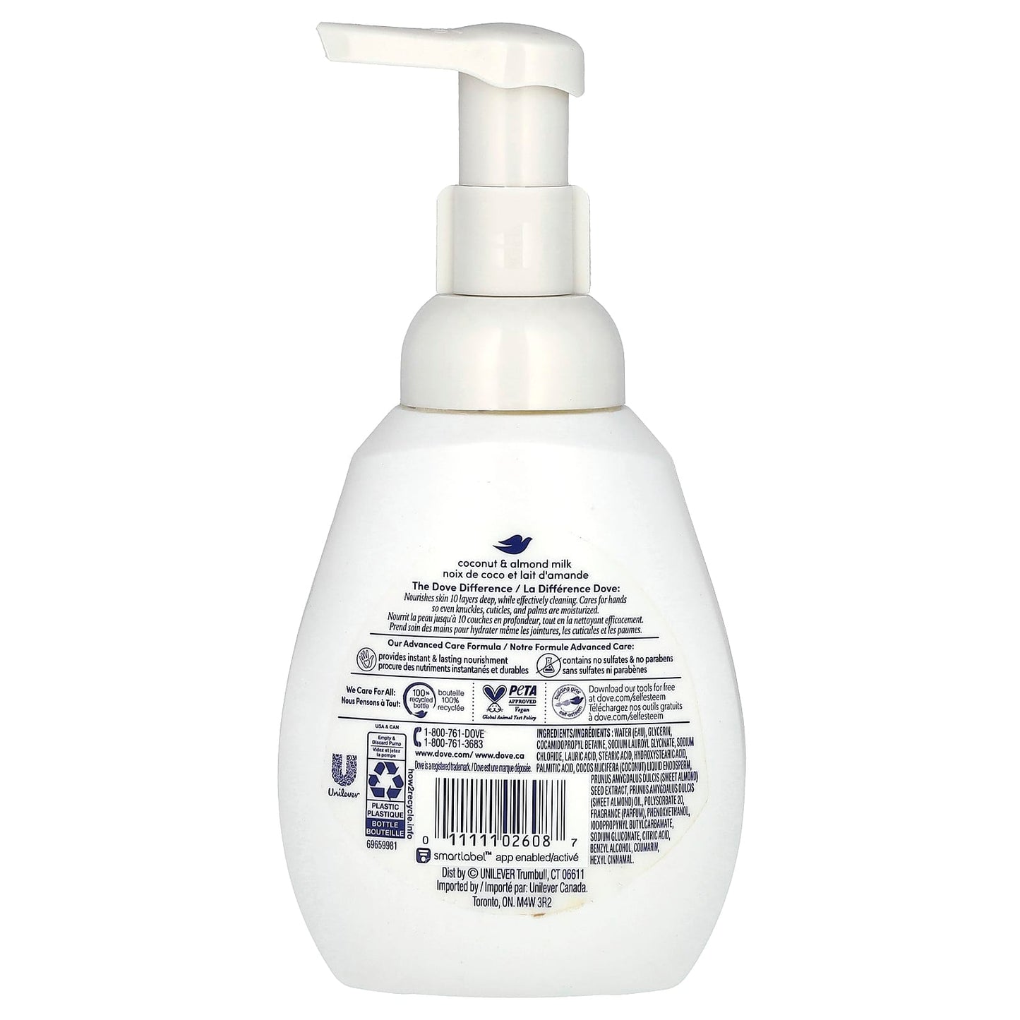 Dove Coconut & Almond Milk Foaming Hand Wash, 10.1 oz, Cruelty-Free - Image 2