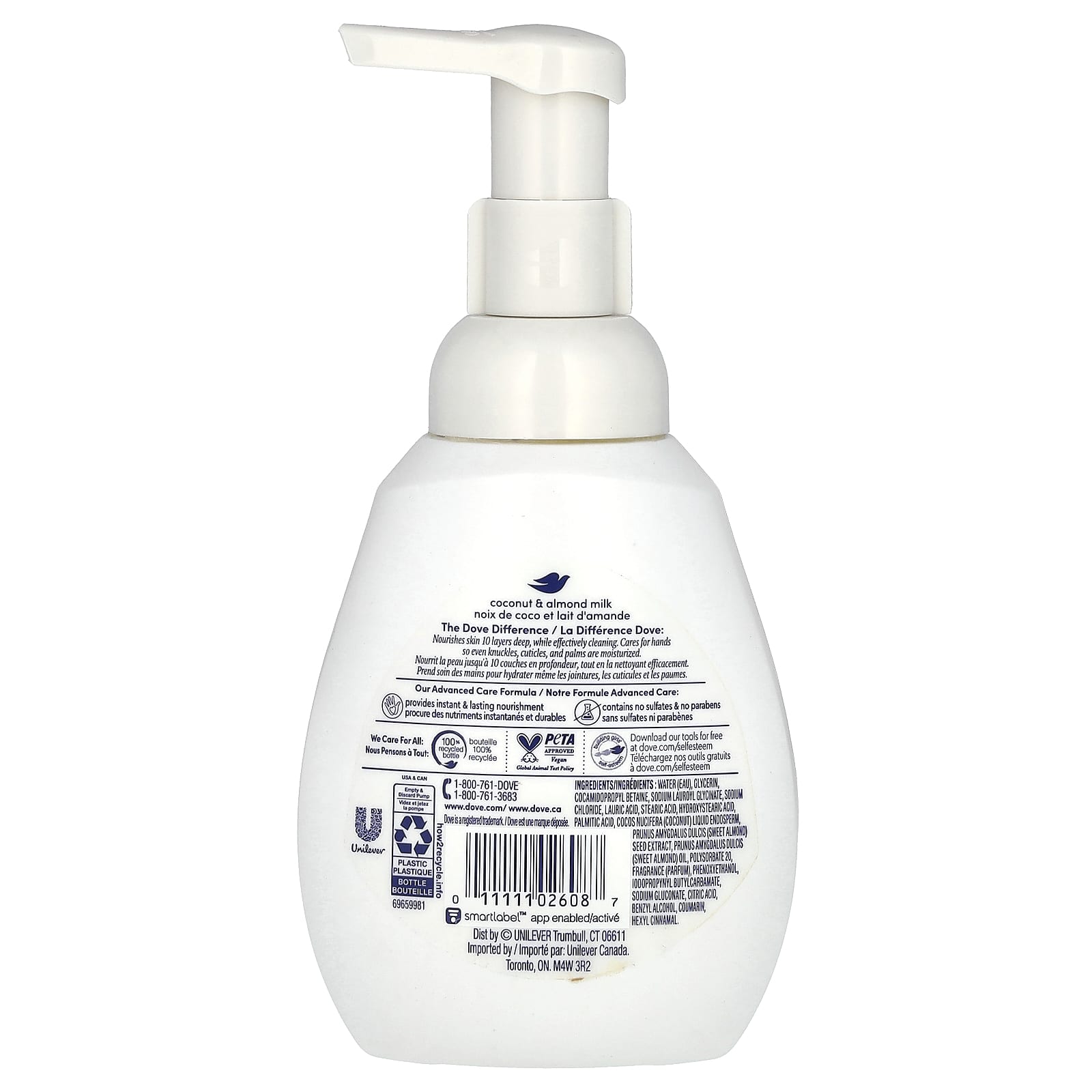 Dove Coconut & Almond Milk Foaming Hand Wash, 10.1 oz, Cruelty-Free - Image 2