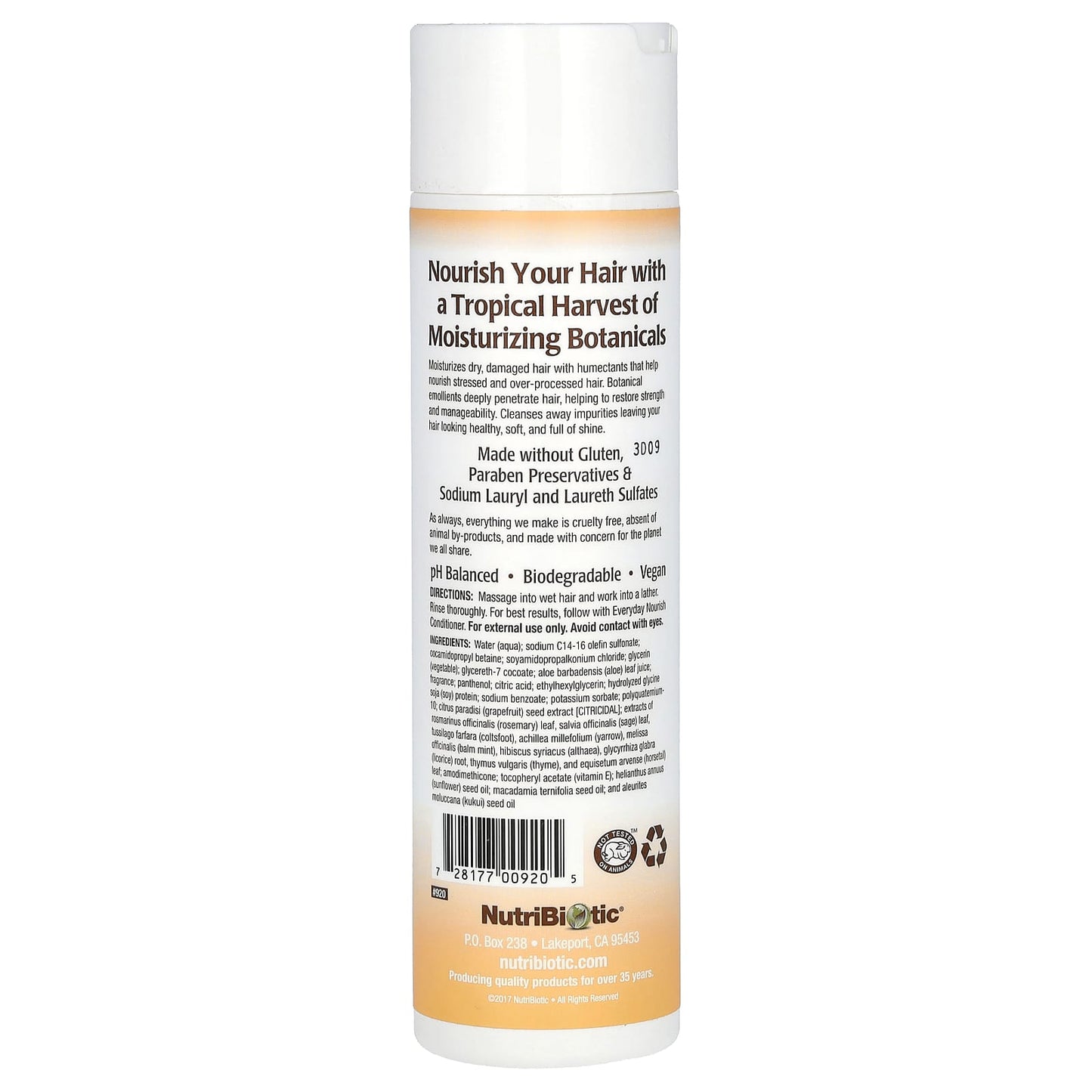 NutriBiotic, Everyday Nourish Shampoo, For Dry, Damaged Hair, Tropical Harvest, 10 fl oz (296 ml) - Image 2