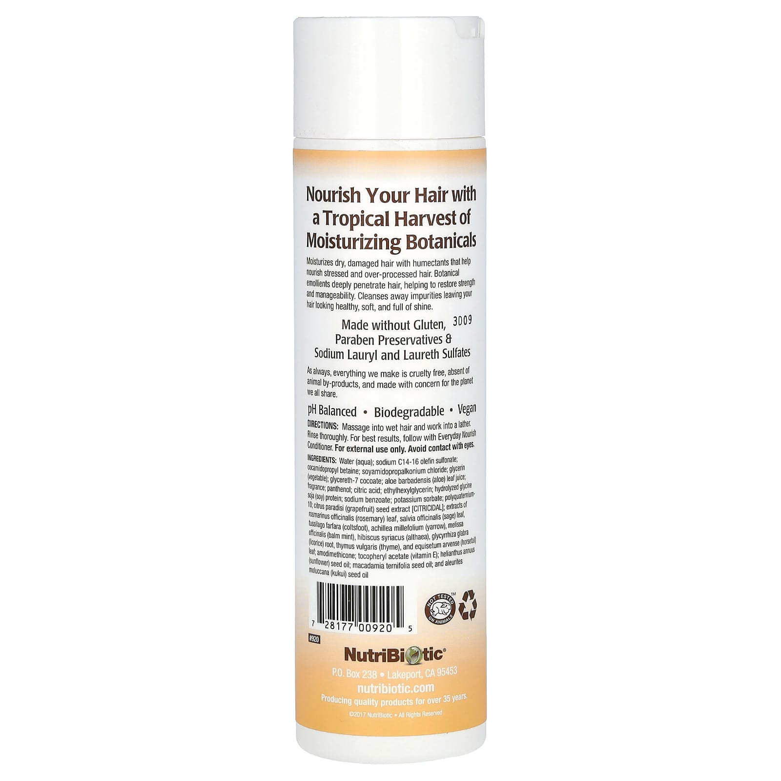 NutriBiotic, Everyday Nourish Shampoo, For Dry, Damaged Hair, Tropical Harvest, 10 fl oz (296 ml) - Image 2