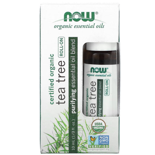 NOW Foods, Certified Organic Tea Tree Roll-On, 1/3 fl oz (10 ml) - Image 1