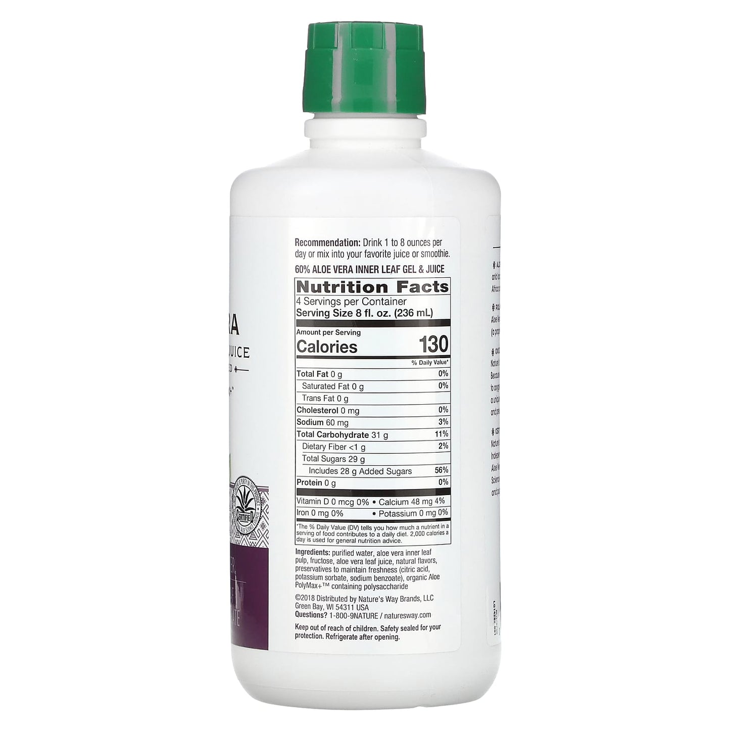 Nature's Way, Aloe Vera, Inner Leaf Gel & Juice with Aloe Polymax, Wild Berry, 33.8 fl oz (1 Liter) - Image 2