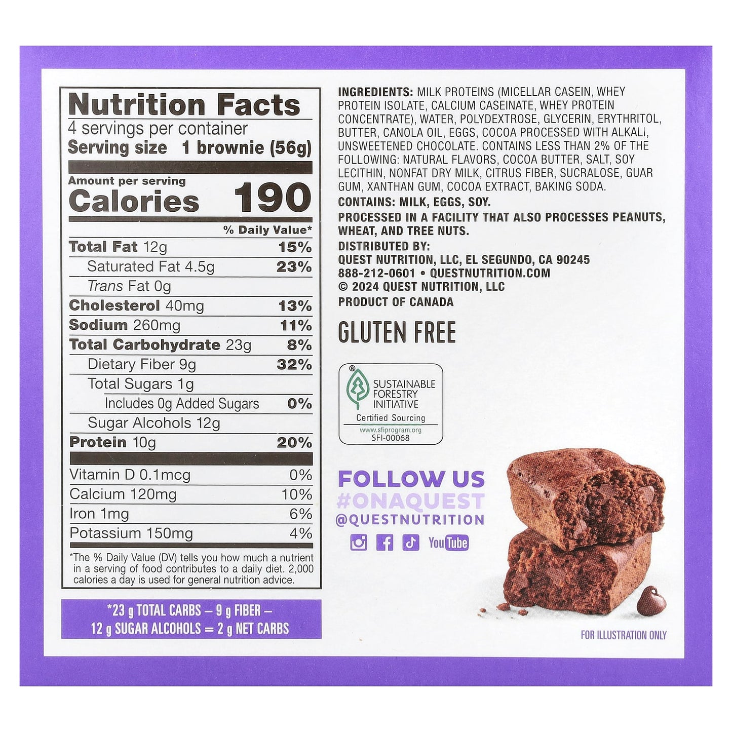 Quest Nutrition, Bake Shop Brownies, Chocolate, 4 Brownies, 1.98 oz (56 g) Each - Image 2