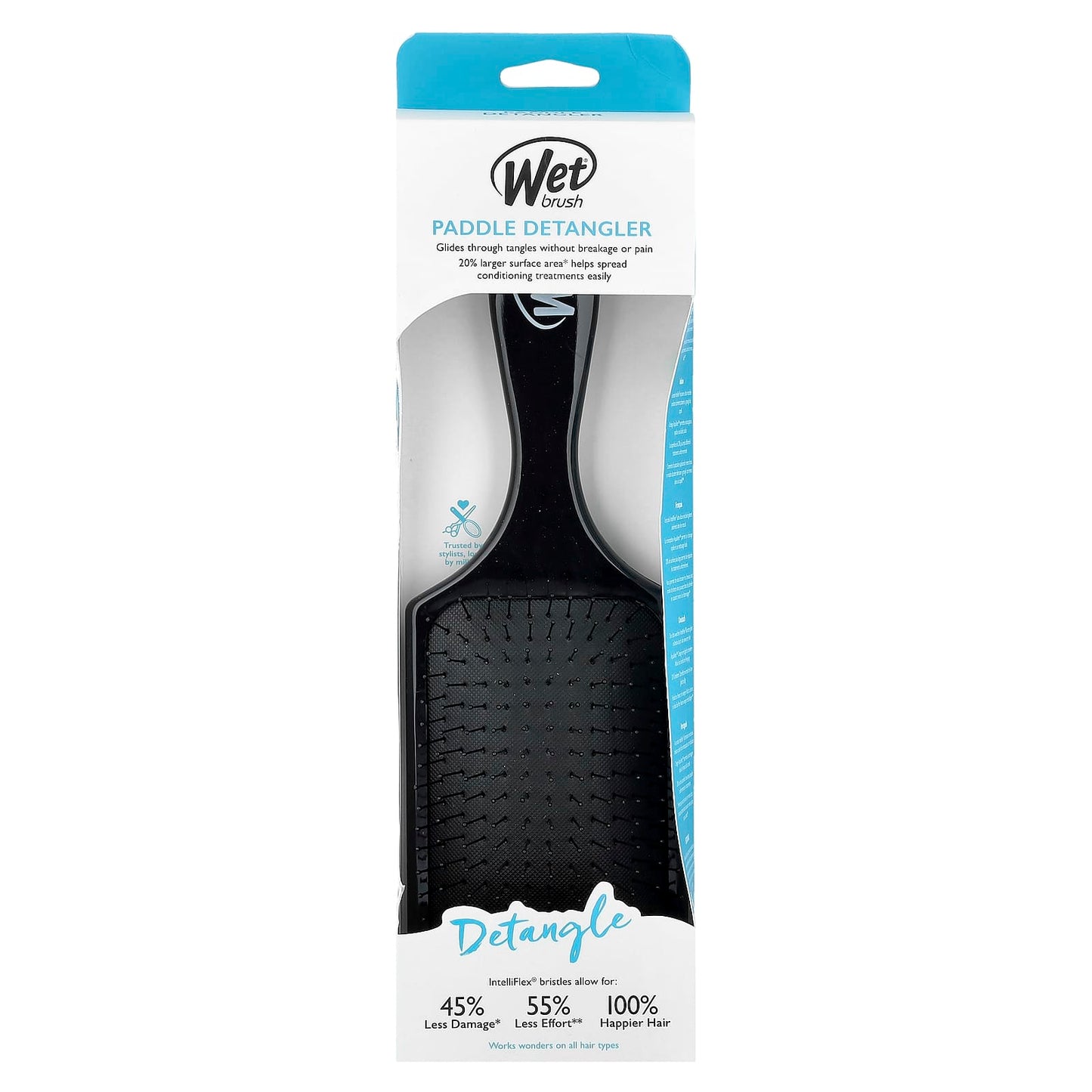 Wet Brush, Paddle Detangler, All Hair Types, Black, 1 Brush - Image 2
