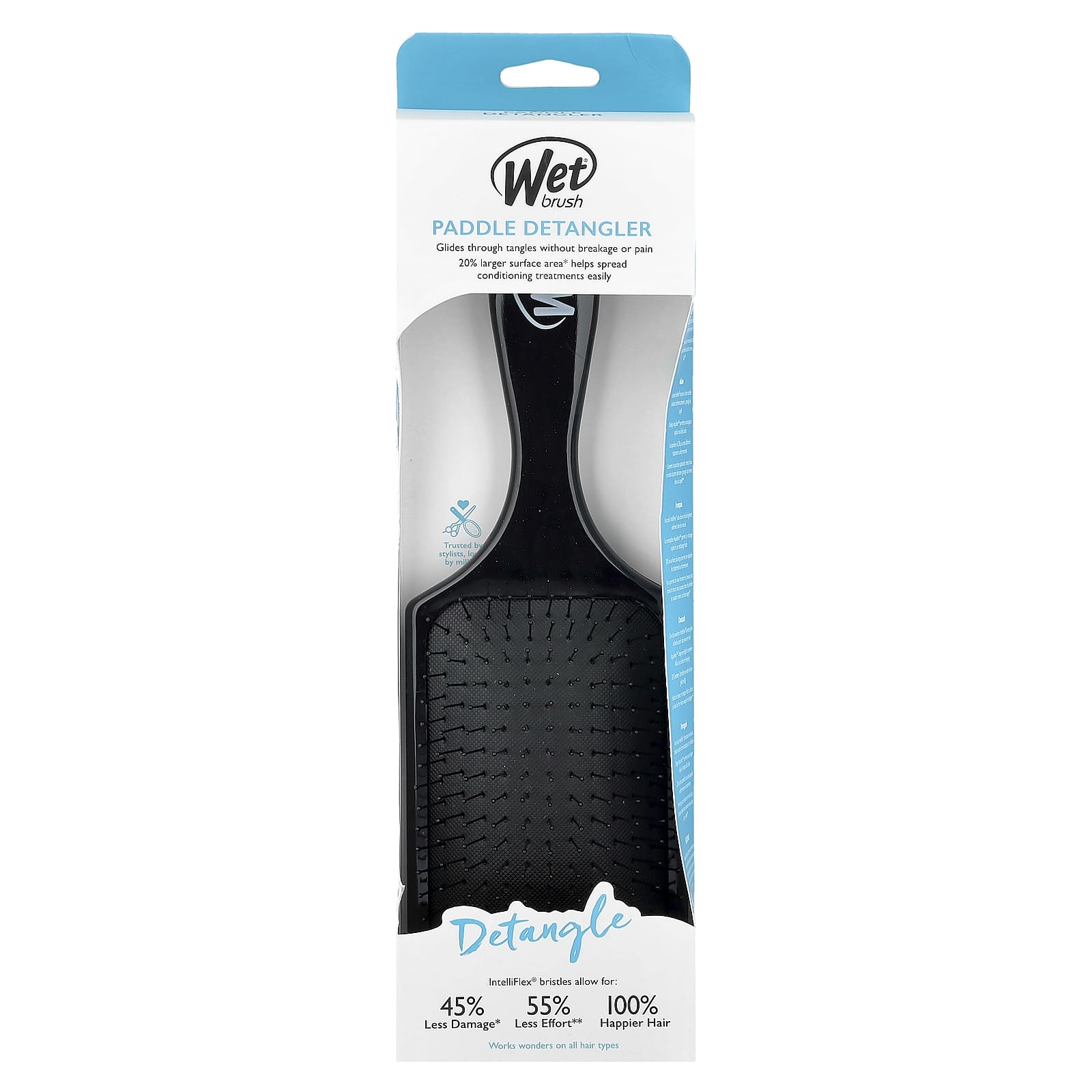 Wet Brush, Paddle Detangler, All Hair Types, Black, 1 Brush - Image 2
