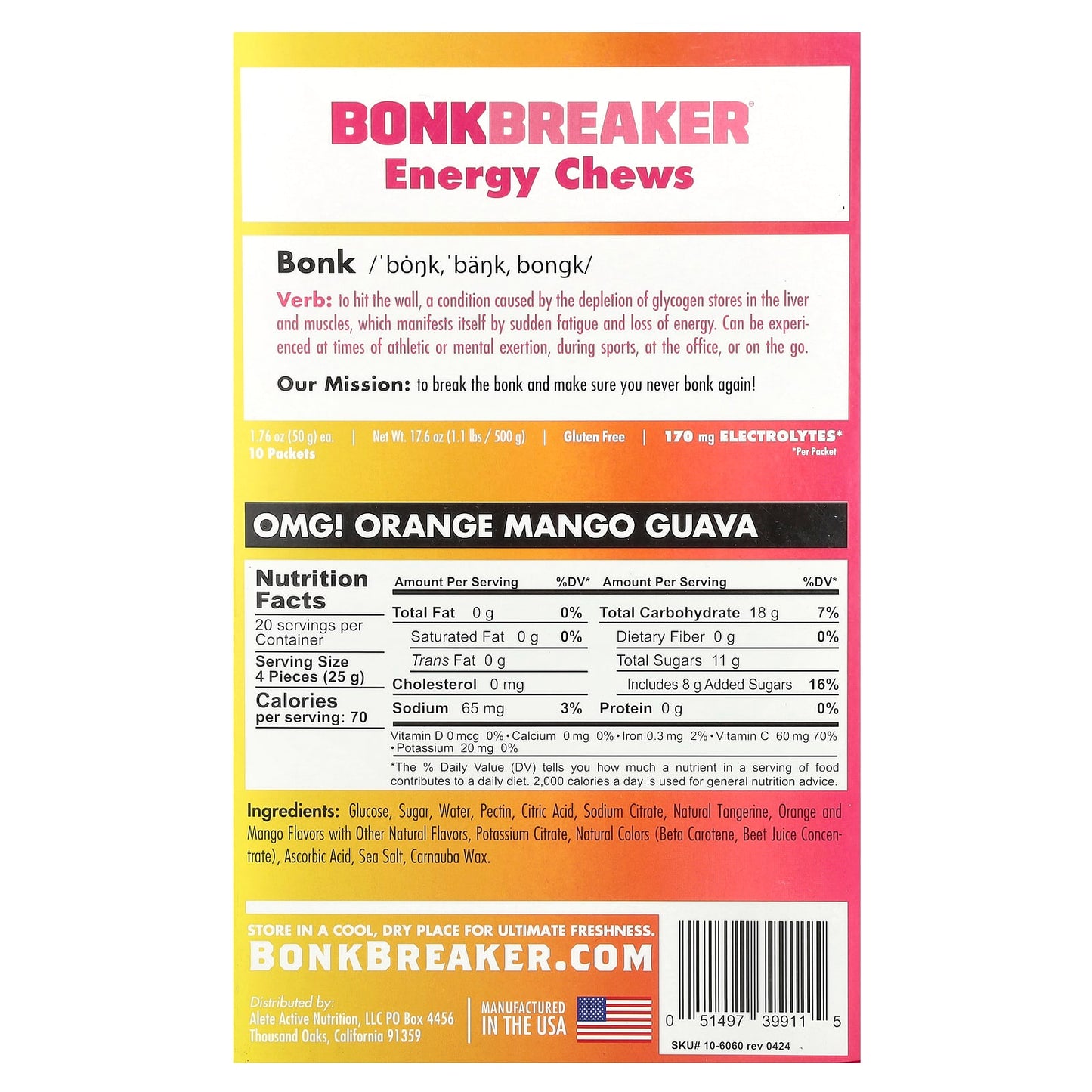 Orange Mango Guava Energy Chews | Bonk Breaker, 10 Packets - Image 2