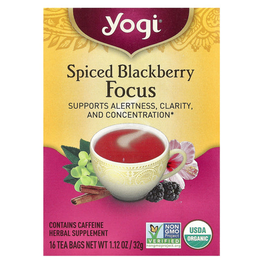 Yogi Tea, Spiced Blackberry Focus, 16 Tea Bags, 1.12 oz (32 g) - Image 1