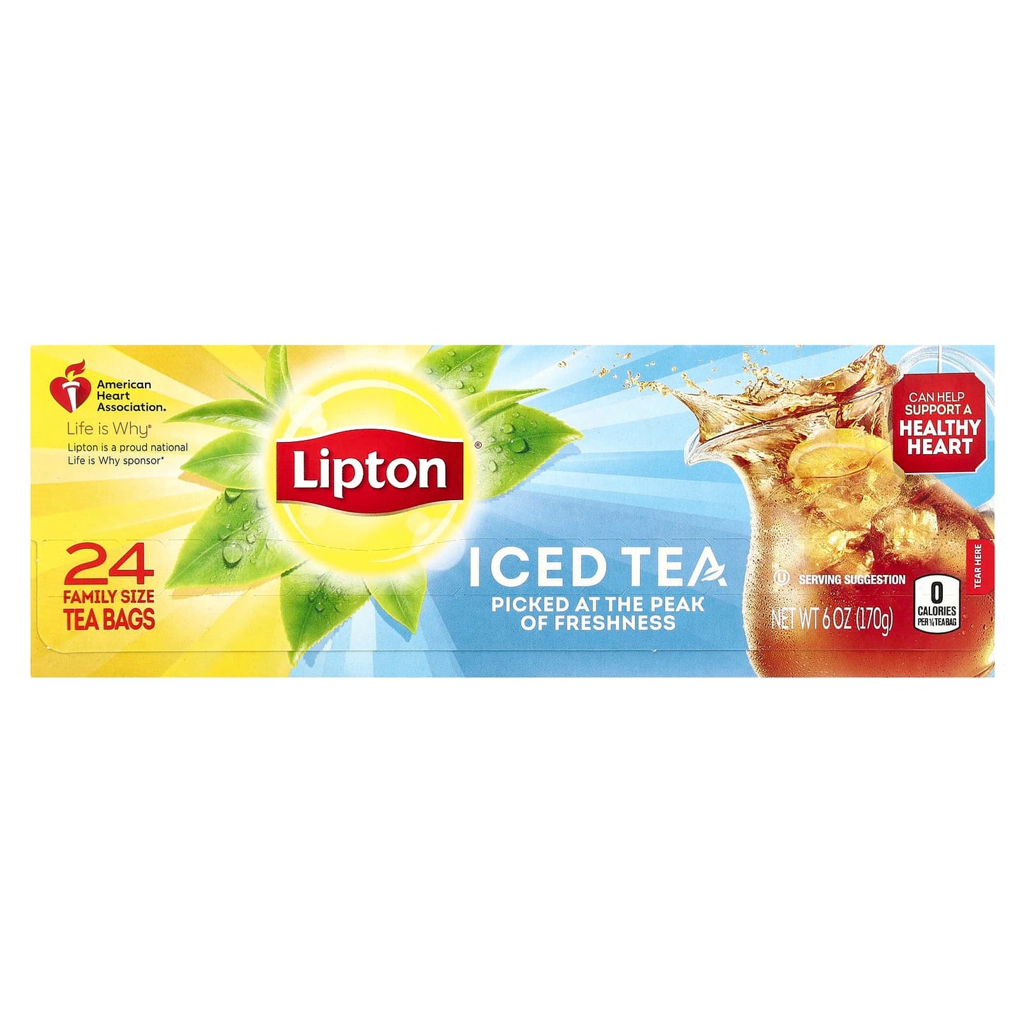 Lipton, Iced Black Tea, 24 Family Size Tea Bags, 6 oz (170 g) - Image 1
