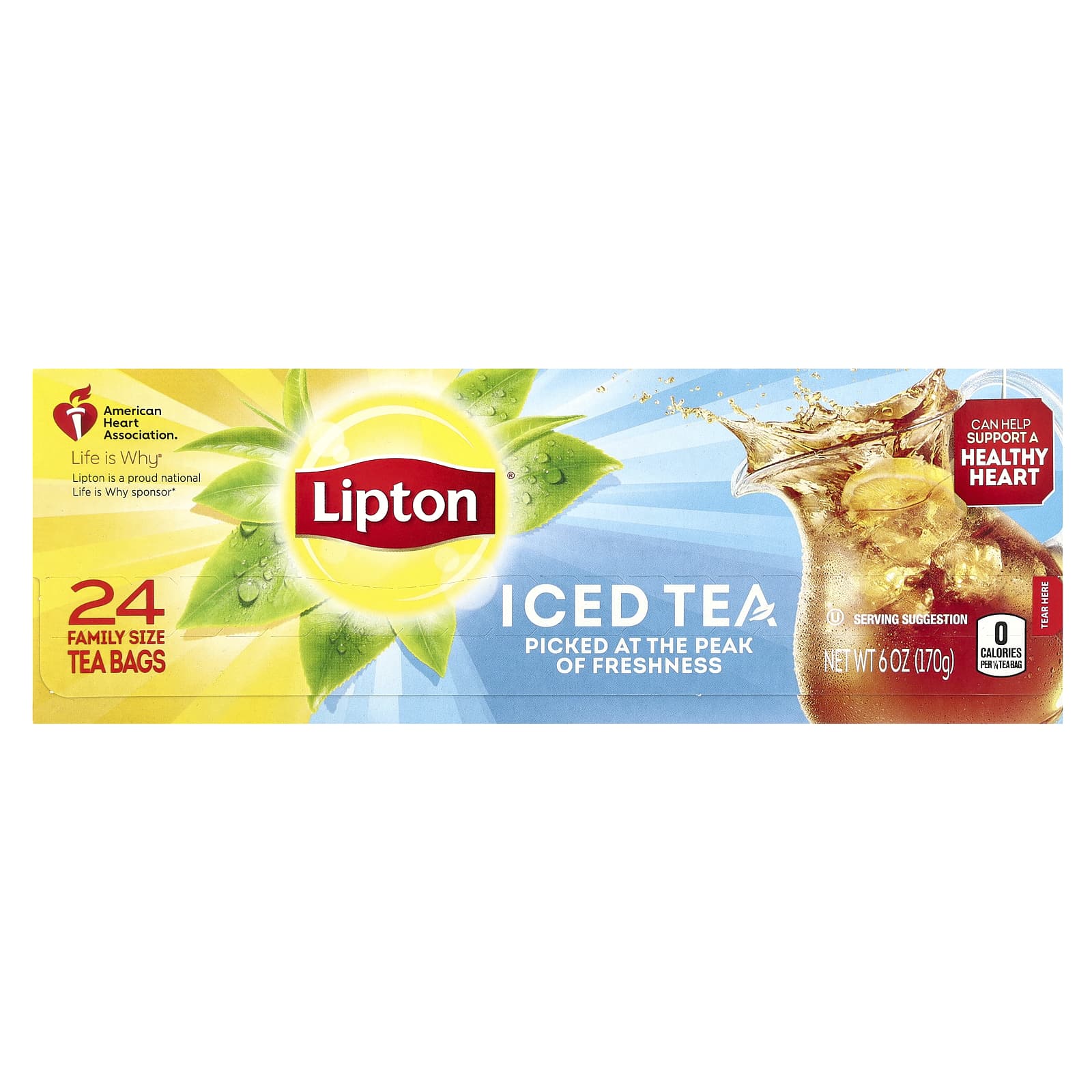 Lipton, Iced Black Tea, 24 Family Size Tea Bags, 6 oz (170 g) - Image 1