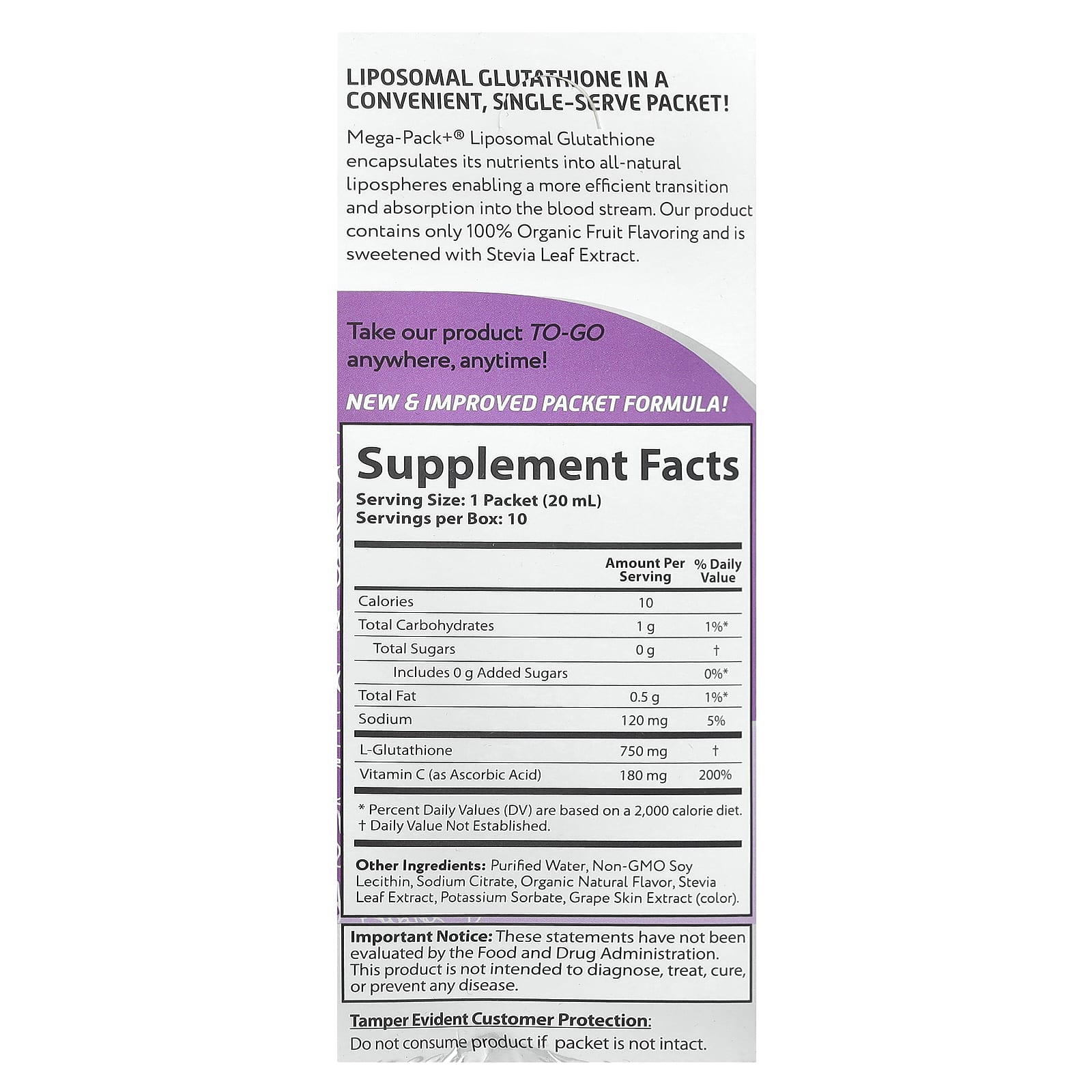 Boost Energy with Liposomal Glutathione by Aurora Nutrascience - 10 Packets - Image 2