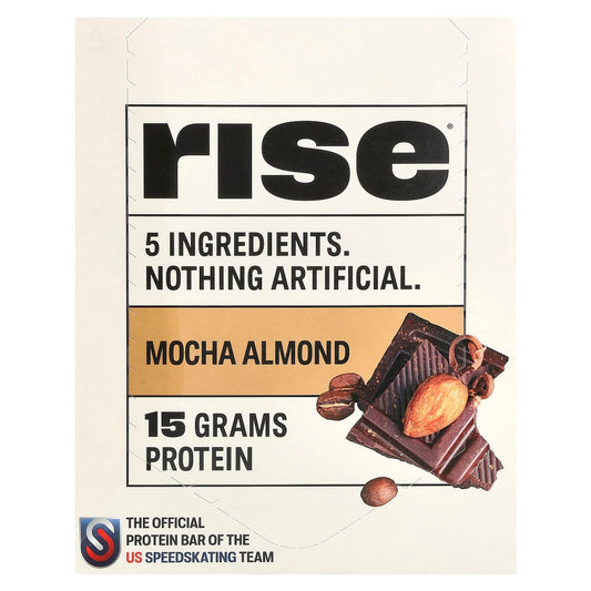 Rise Bar, Protein Bar, Mocha Almond , 12 Bars, 2.1 oz (60 g) Each - Image 1