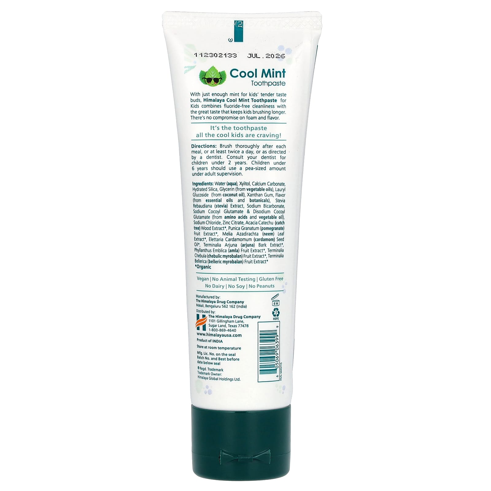 Himalaya Botanique Kid's Cool Mint Toothpaste, 4 oz, Fluoride-Free & Vegan - Image 2