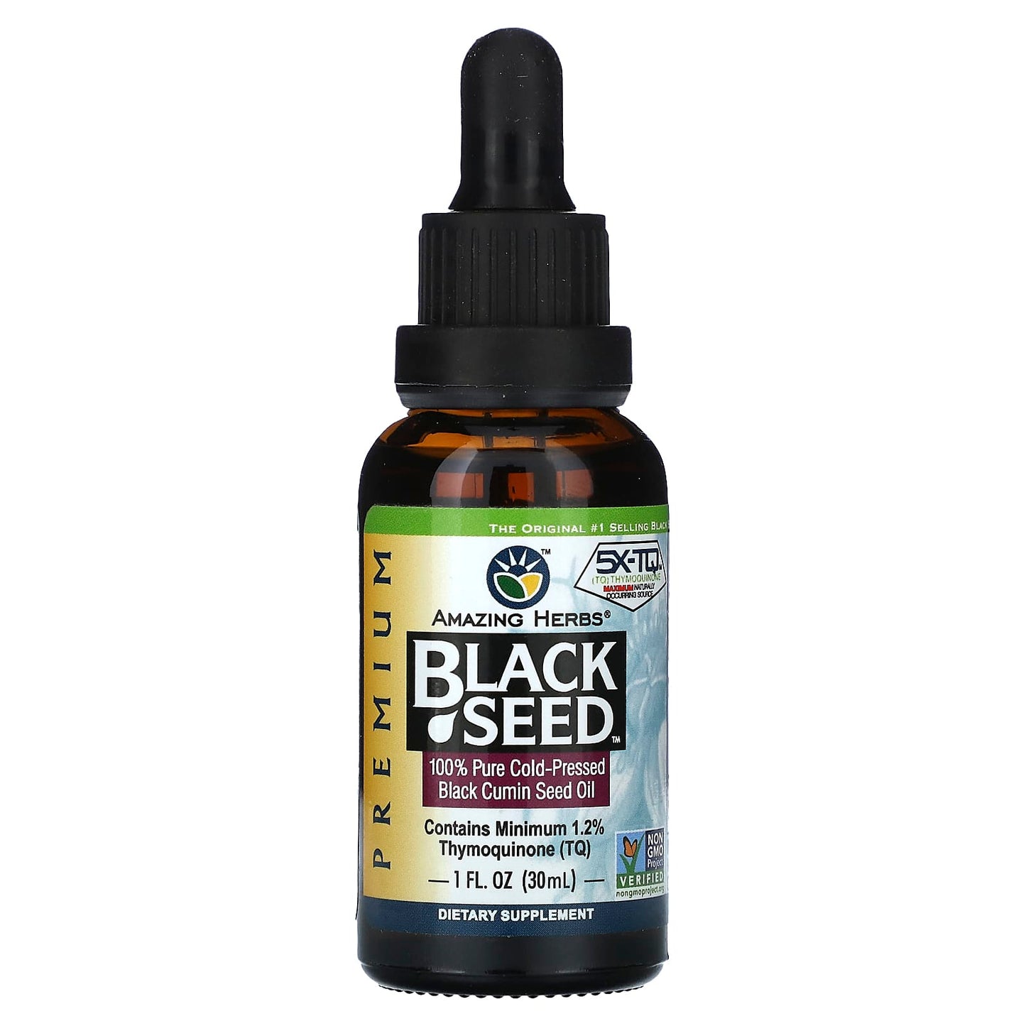 Premium Black Seed Oil by Amazing Herbs - 100% Pure Cold-Pressed - Image 1