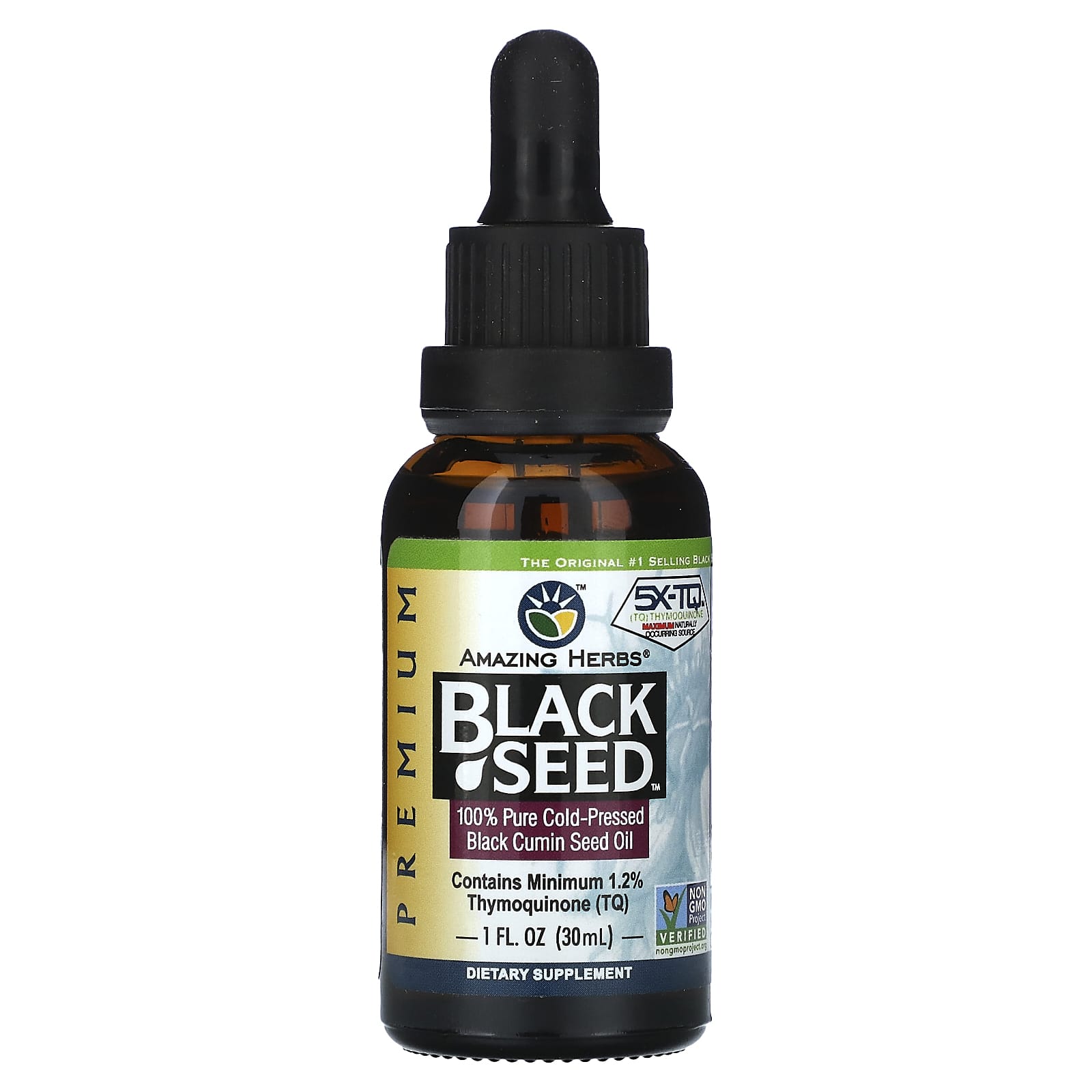 Premium Black Seed Oil by Amazing Herbs - 100% Pure Cold-Pressed - Image 1