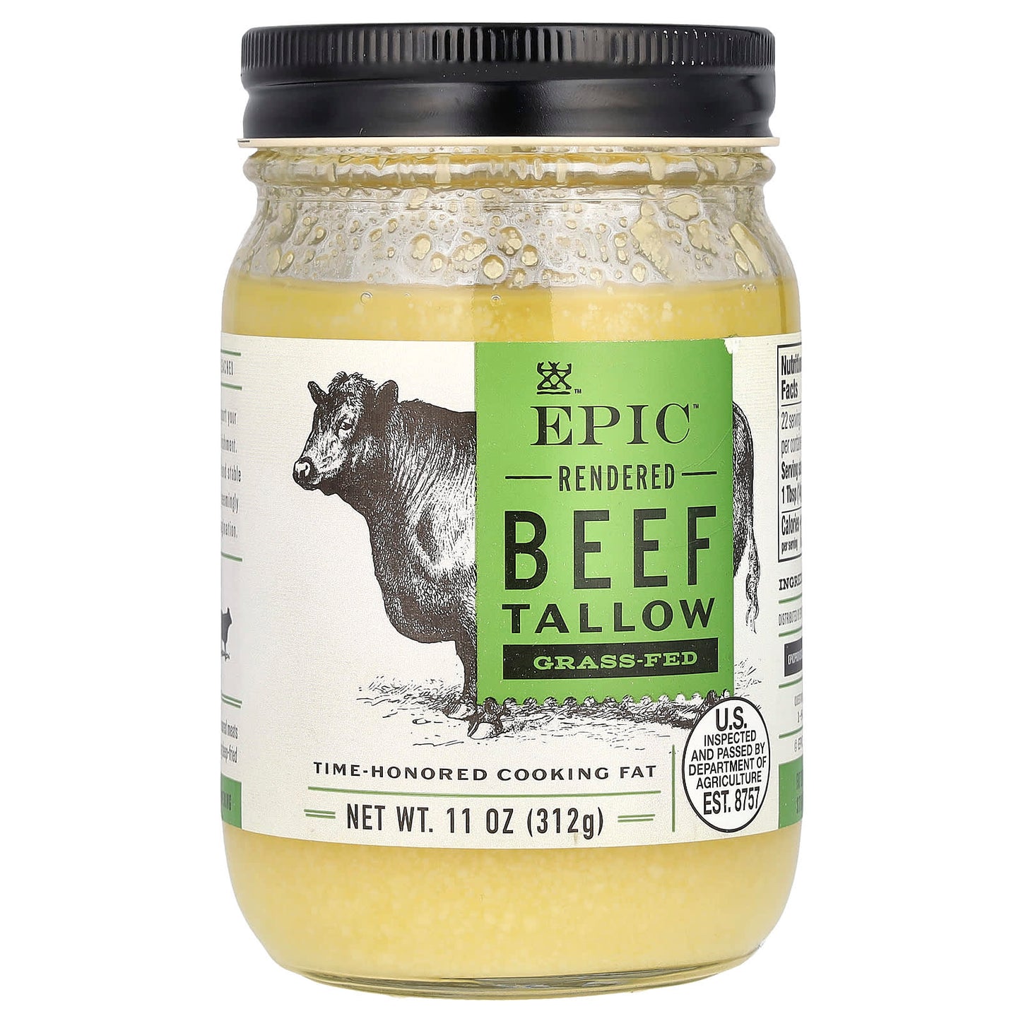 Epic Bar Beef Tallow - Rendered Grass Fed, 11 oz (312g) - Image 1