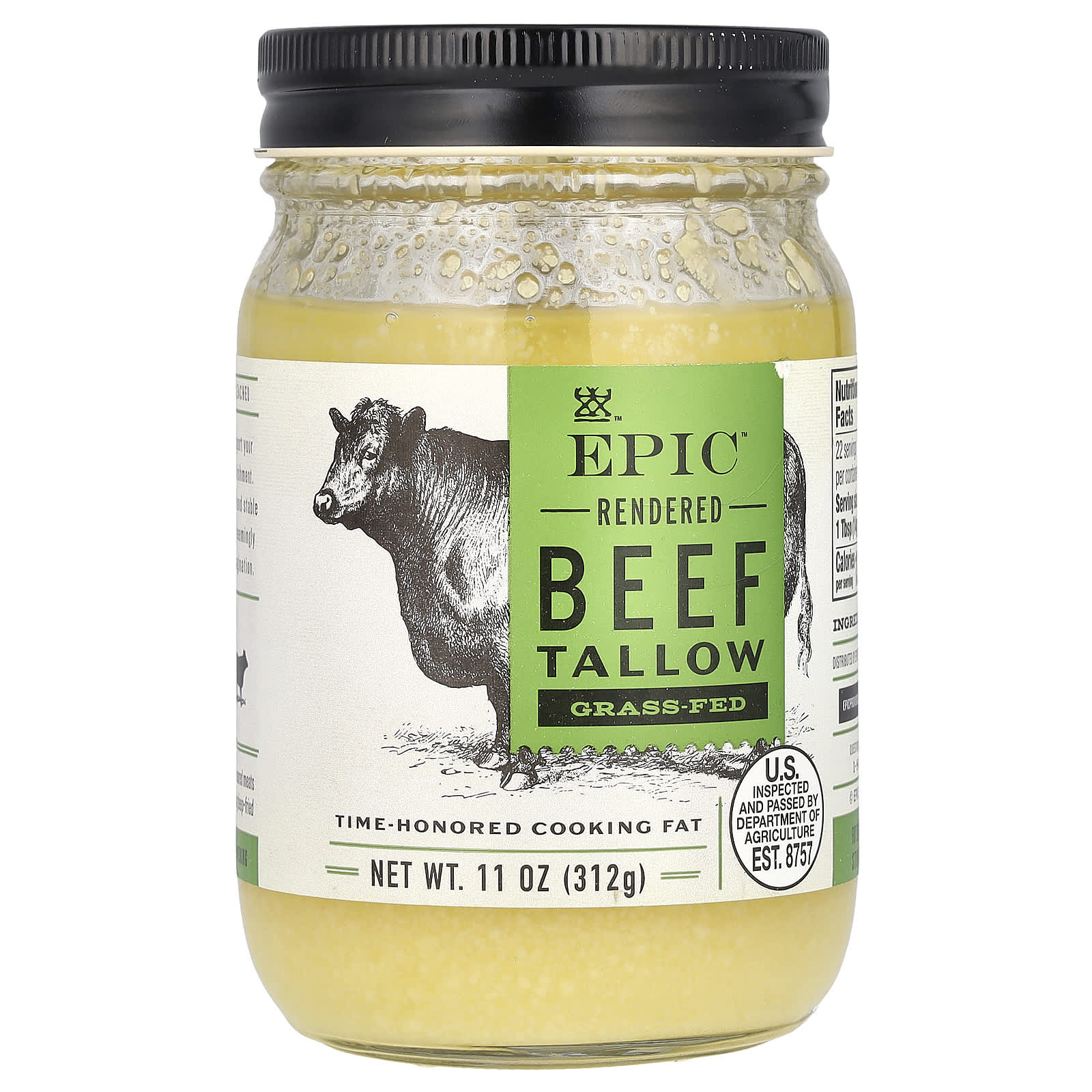 Epic Bar Beef Tallow - Rendered Grass Fed, 11 oz (312g) - Image 1