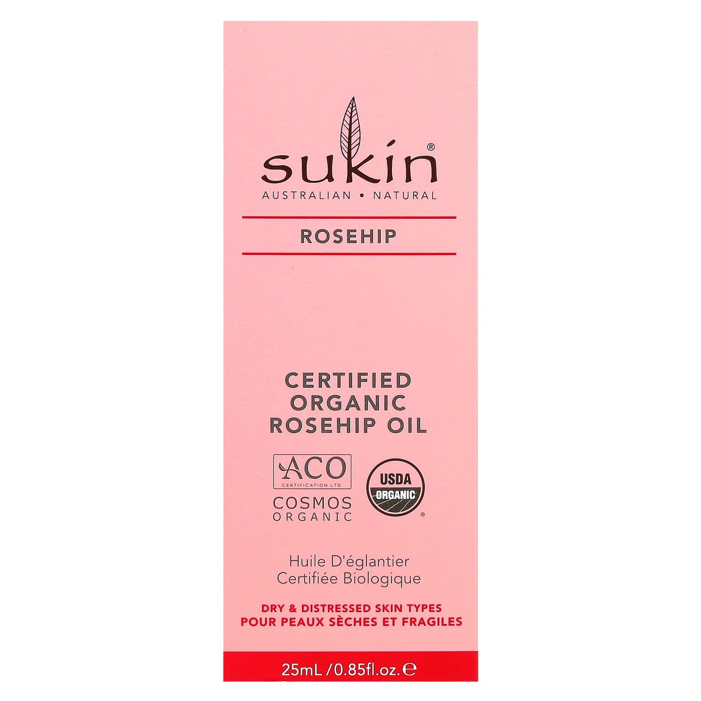 Sukin, Certified Organic Rosehip Oil, Dry & Distressed Skin Types, 0.85 fl oz (25 ml) - Image 2