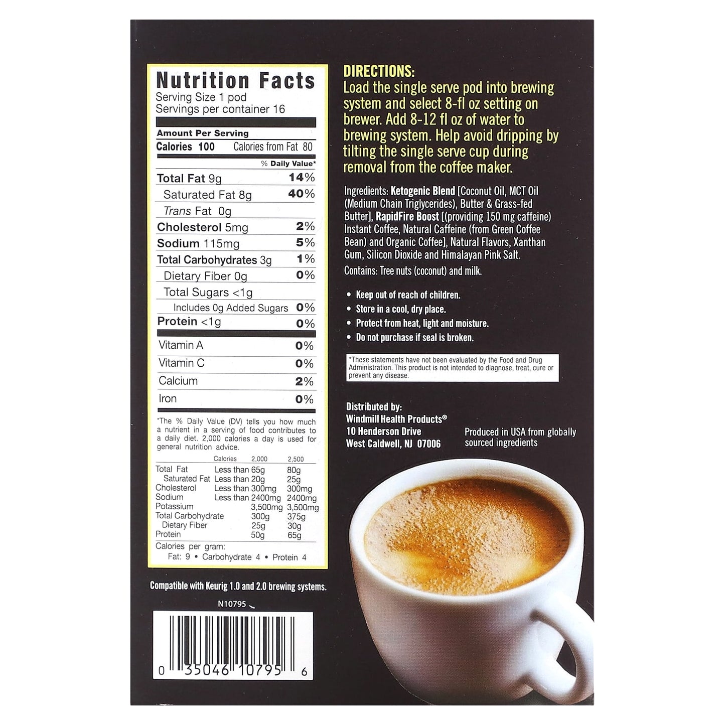 RAPIDFIRE, Ketogenic Coffee Pods, French Vanilla, Medium Roast, 16 Pods, 8.48 oz (240 g) - Image 2