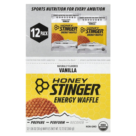 Vanilla Honey Stinger Energy Waffles, 12 Count, Gluten Free, USDA Organic - Image 1