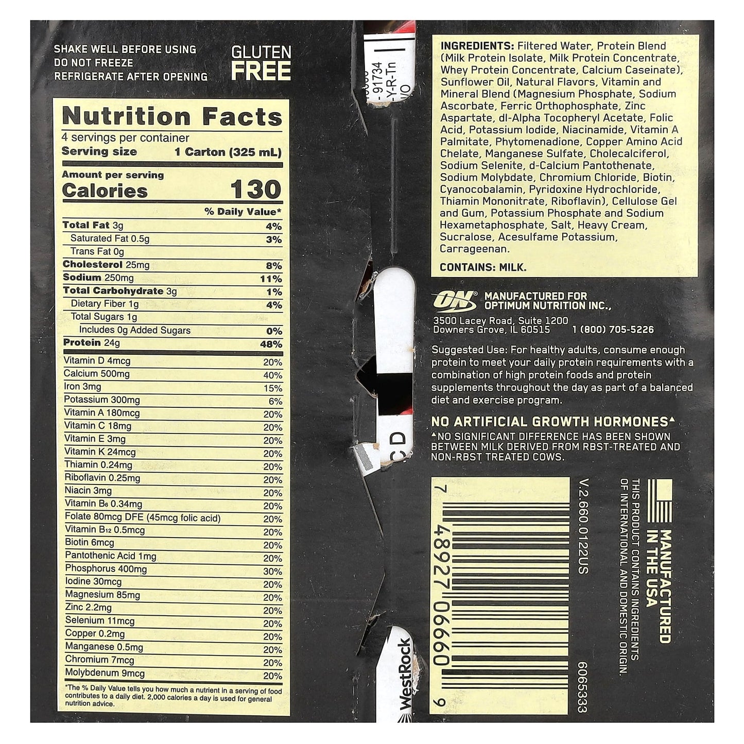 Optimum Nutrition, Gold Standard® Protein Shake, Vanilla, 4 Cartons, 11 fl oz (325 ml) Each - Image 2