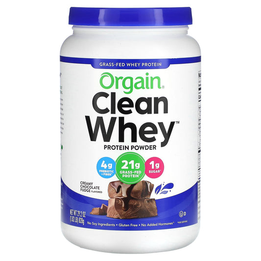 Orgain, Grass-Fed Whey Protein, Clean Whey Protein Powder, Creamy Chocolate Fudge, 1.82 lbs (828 g) - Image 1