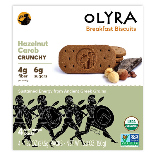 Olyra, Organic Breakfast Biscuits, Hazelnut Carob, 4 Packs 1.32 oz (37.5 g) Each - Image 1