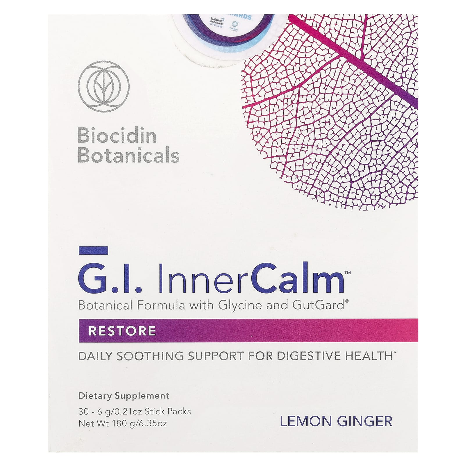 Biocidin Botanicals G.I. Inner Calm Lemon Ginger Digestive Health Supplement - Image 1