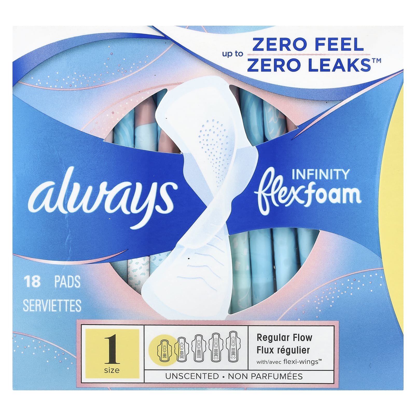 Always Infinity Flex Foam Pads with Wings, Unscented, Size 1 - Image 1