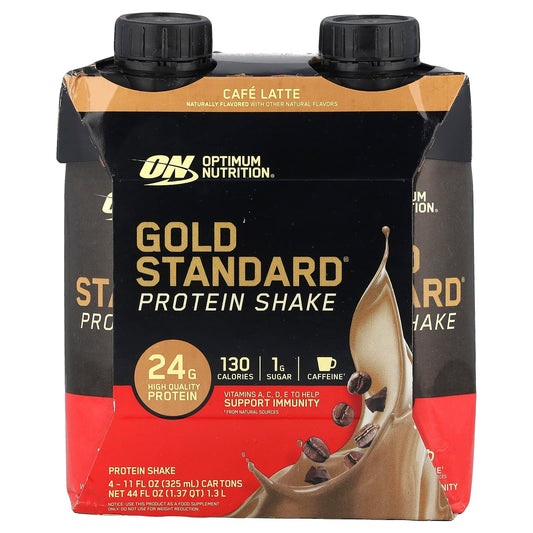 Optimum Nutrition, Gold Standard® Protein Shake, Cafe Latte, 4 Cartons, 11 fl oz (325 ml) Each - Image 1