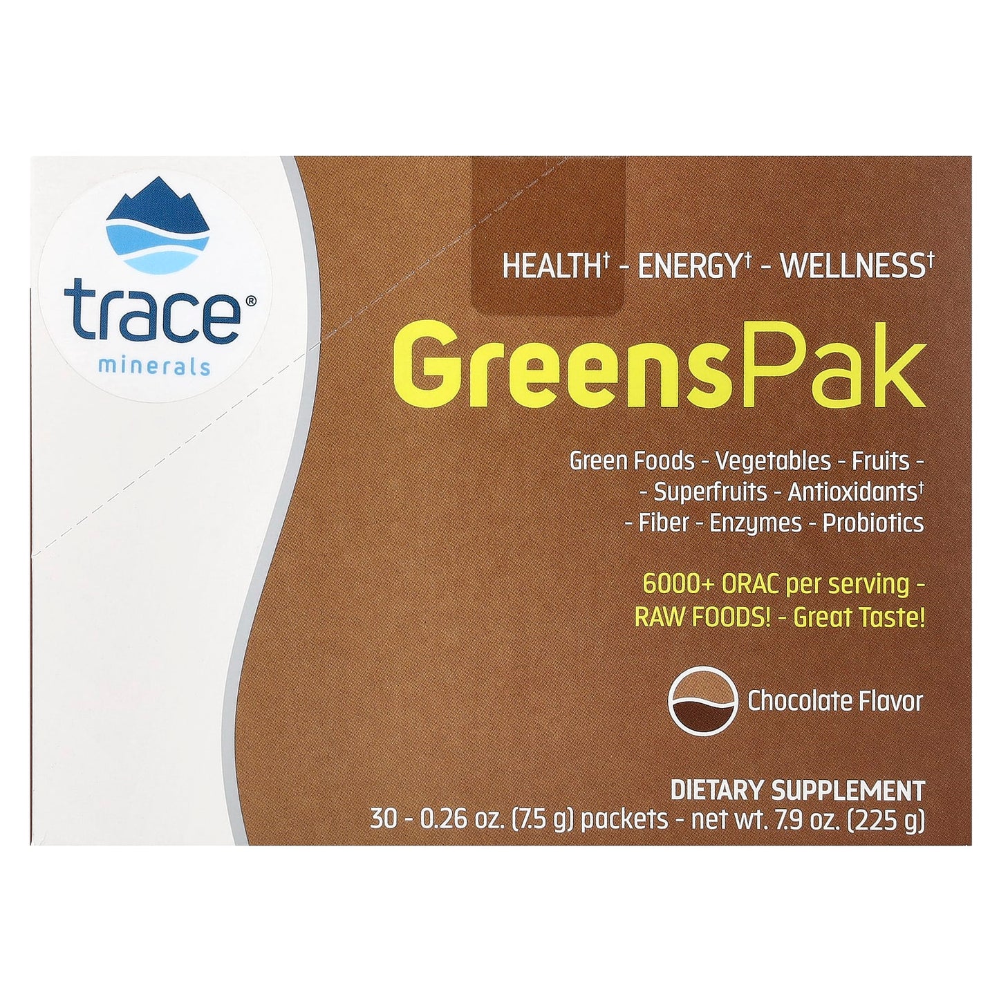 Trace, Greens Pak, Chocolate, 30 Packets, 0.26 oz (7.5 g) Each - Image 1