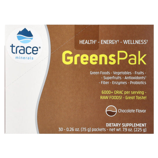 Trace, Greens Pak, Chocolate, 30 Packets, 0.26 oz (7.5 g) Each - Image 1