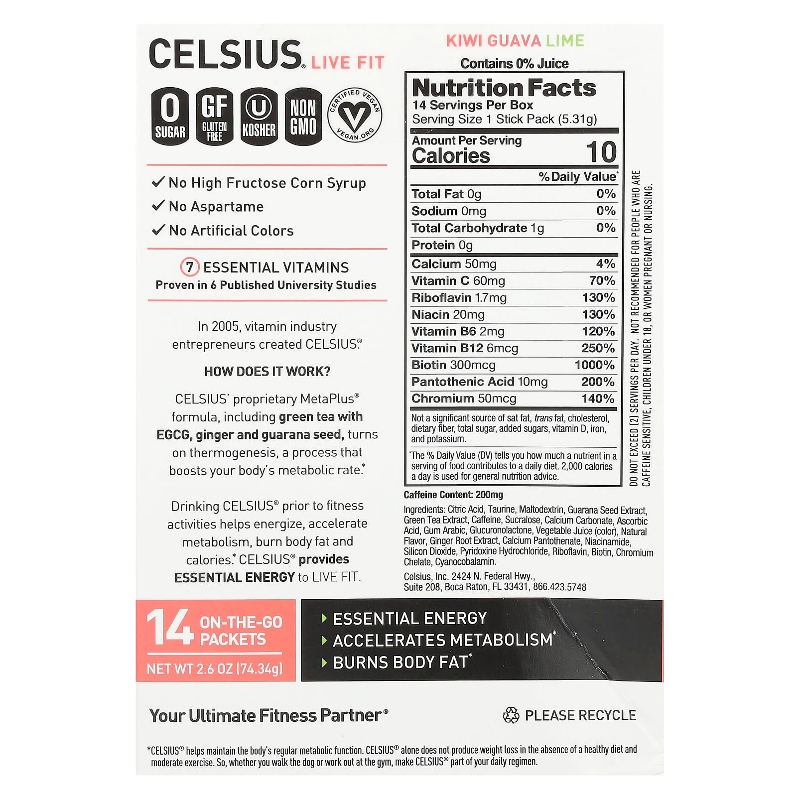 Boost Your Metabolism with Celsius Live Fit Kiwi Guava Lime - Image 2