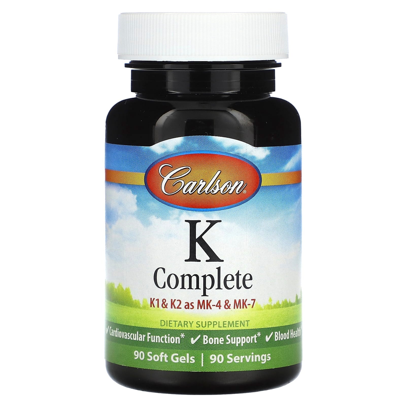 Carlson K Complete, 90 Soft Gels - Vitamin K1, K2 & MK-7 Supplement - Image 1