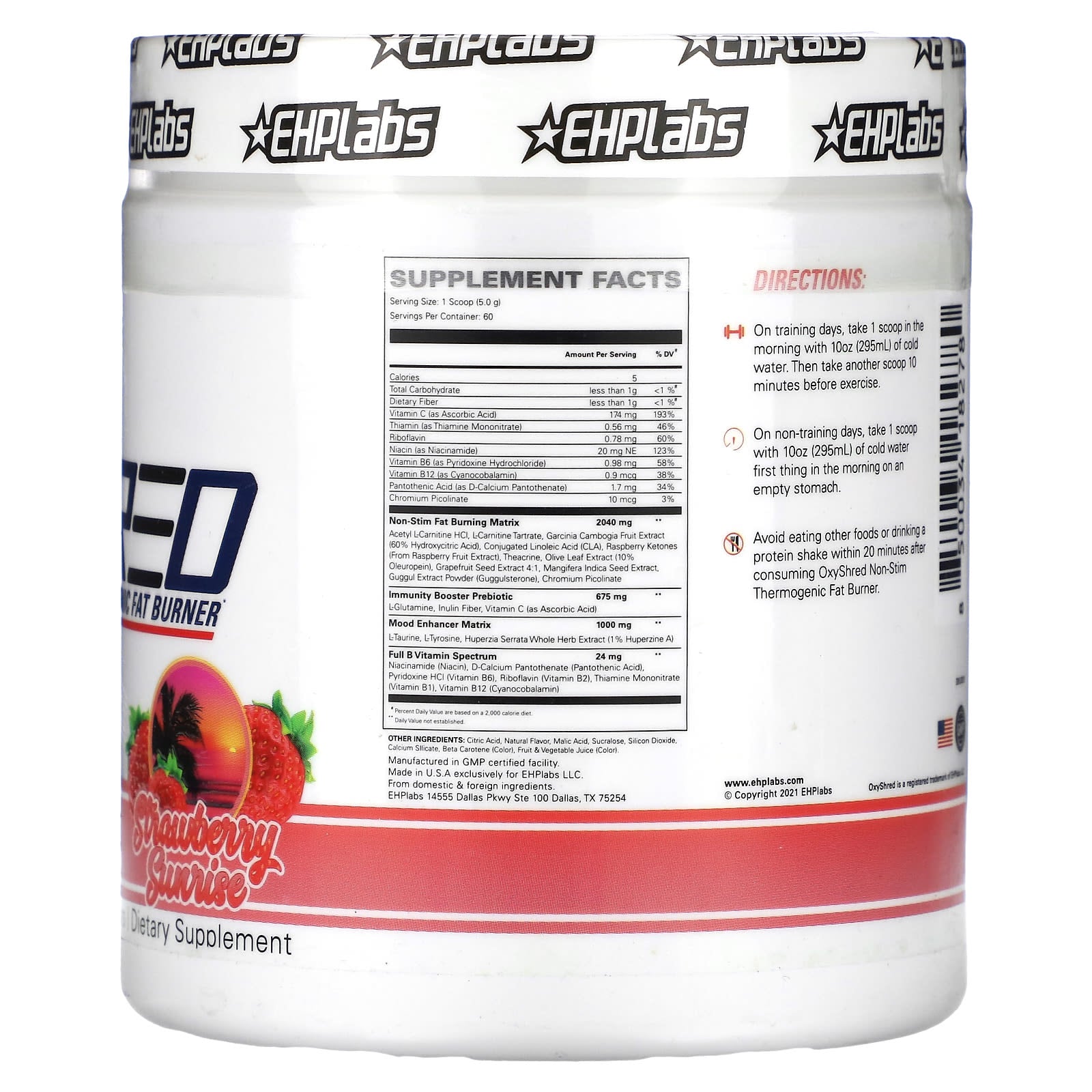 EHPlabs OxyShred Non-Stim Thermogenic Fat Burner, Strawberry Sunrise - Image 2