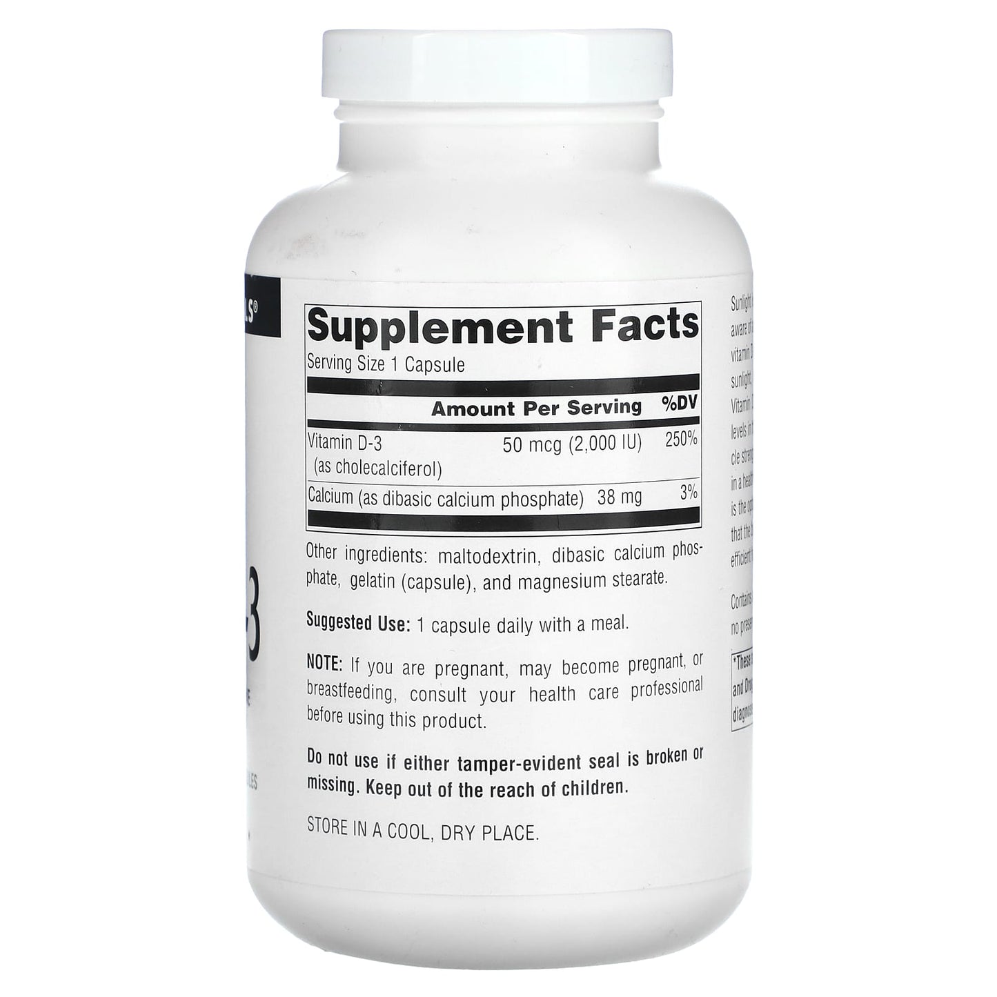 Source Naturals, Vitamin D-3, 50 mcg (2,000 IU), 400 Capsules - Image 2