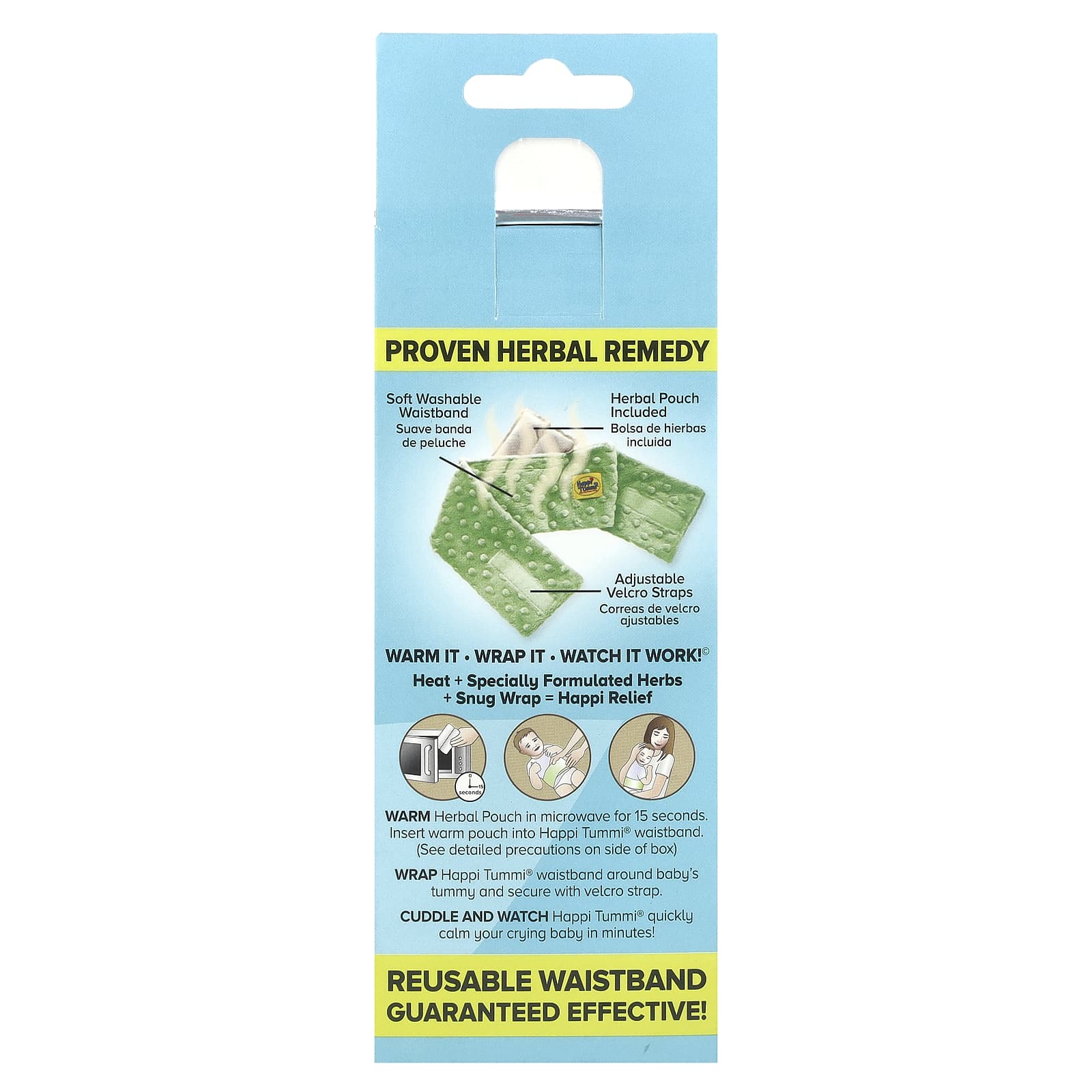 Happi Tummi, Fast Relief Colic & Gas, Natural Wrap, Infants to 36 Months, Green, 1 Wrap & 1 Herbal Pouch