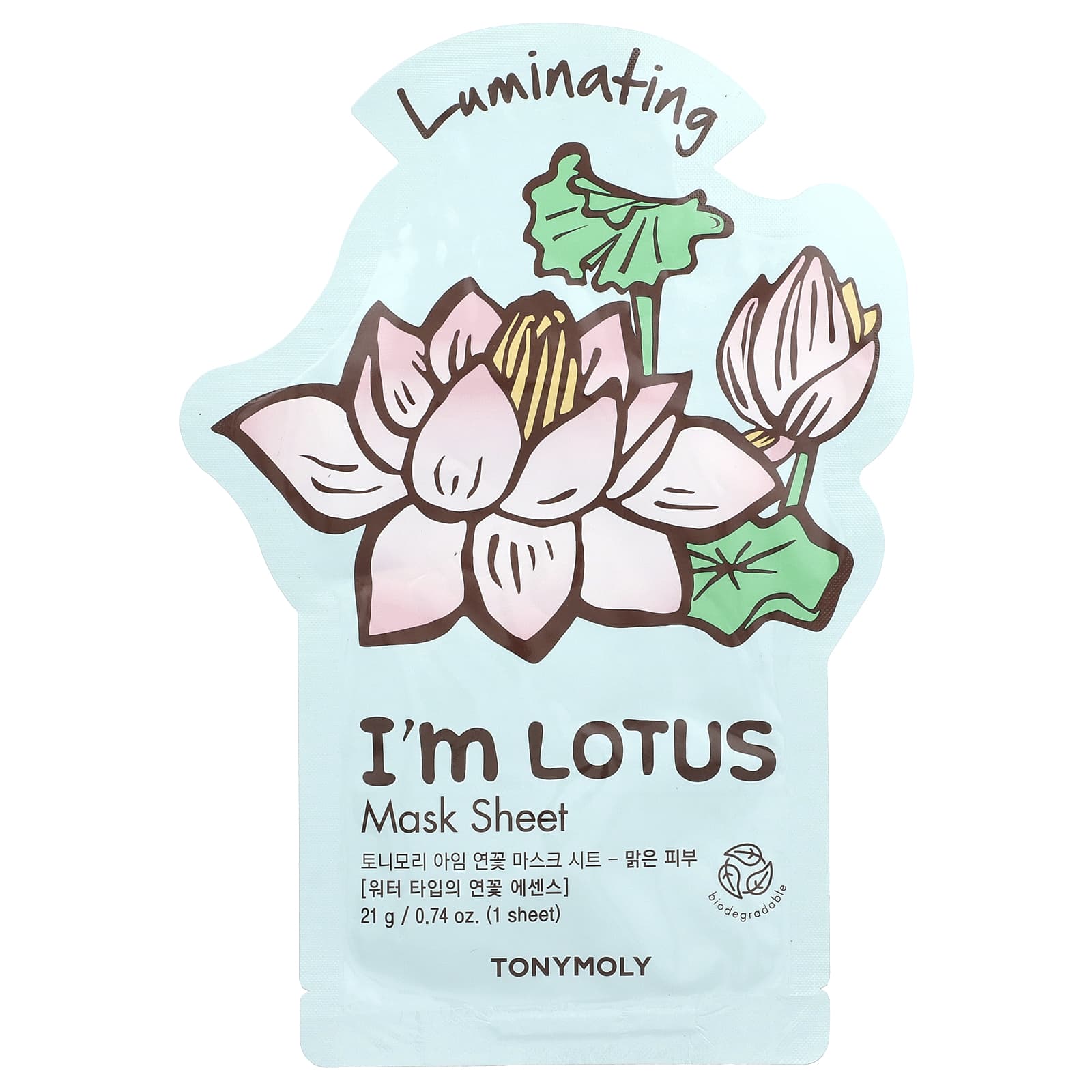 TonyMoly, I'm Lotus, Luminating Beauty Mask Sheet, 1 Sheet, 0.74 oz (21 g) - Image 1