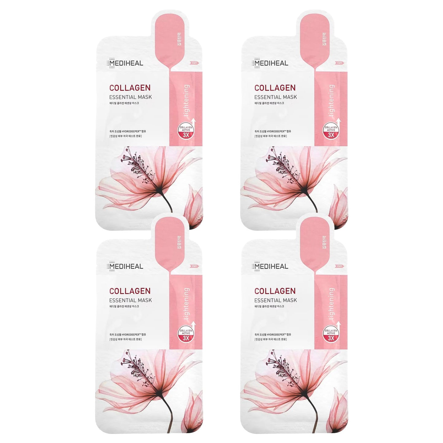 MEDIHEAL, Collagen, Essential Beauty Mask, 4 Sheets, 0.81 fl oz (24 ml) - Image 1