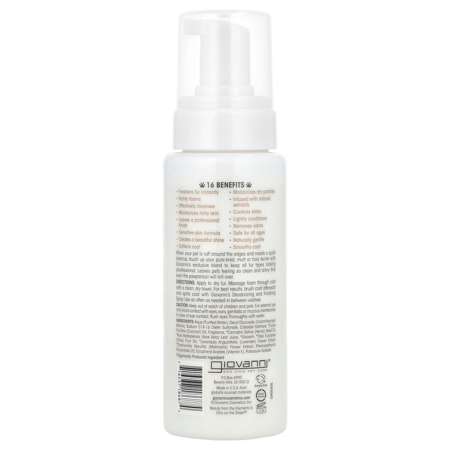 Waterless Foaming Pet Shampoo for Dogs | Oatmeal & Coconut | Giovanni - Image 2