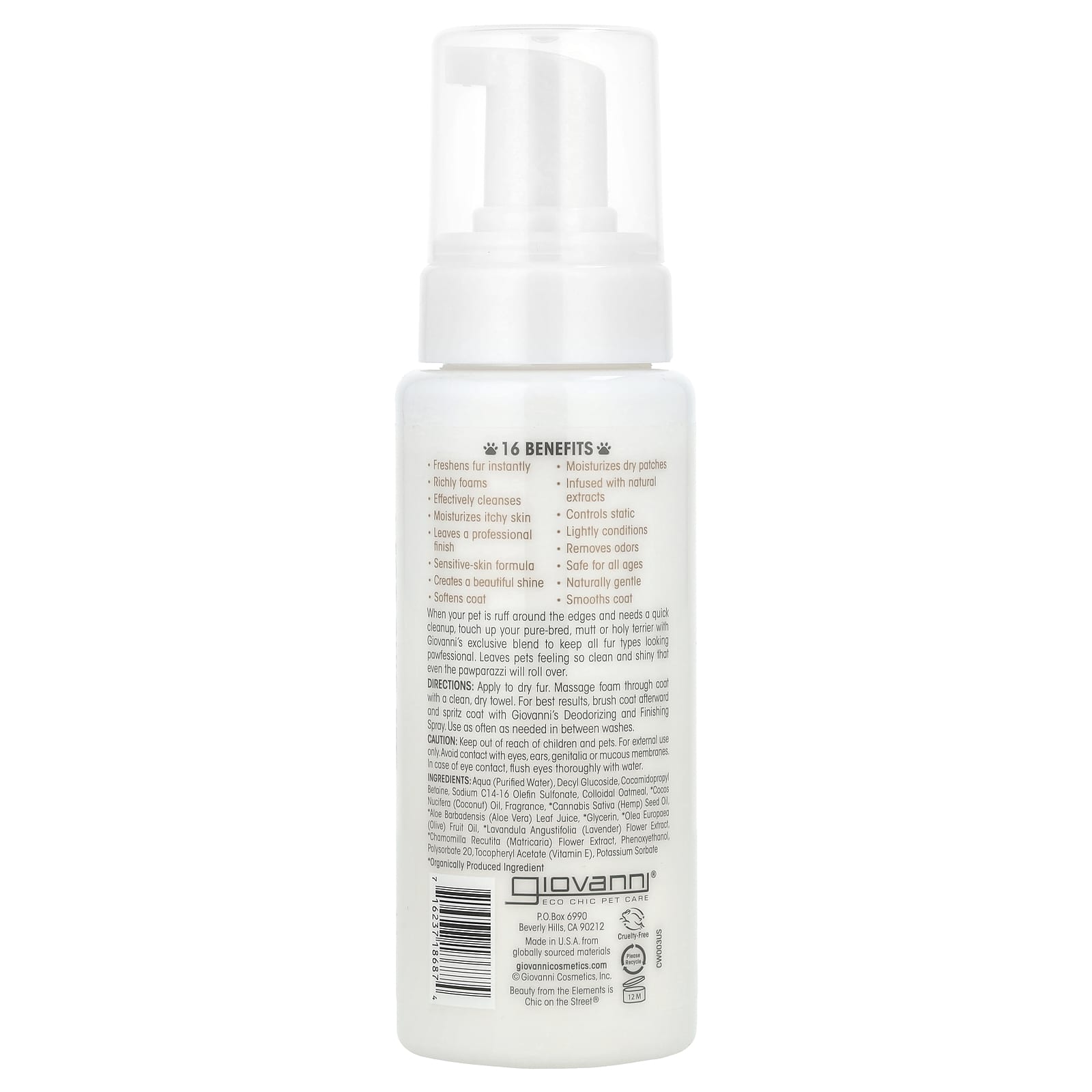 Waterless Foaming Pet Shampoo for Dogs | Oatmeal & Coconut | Giovanni - Image 2