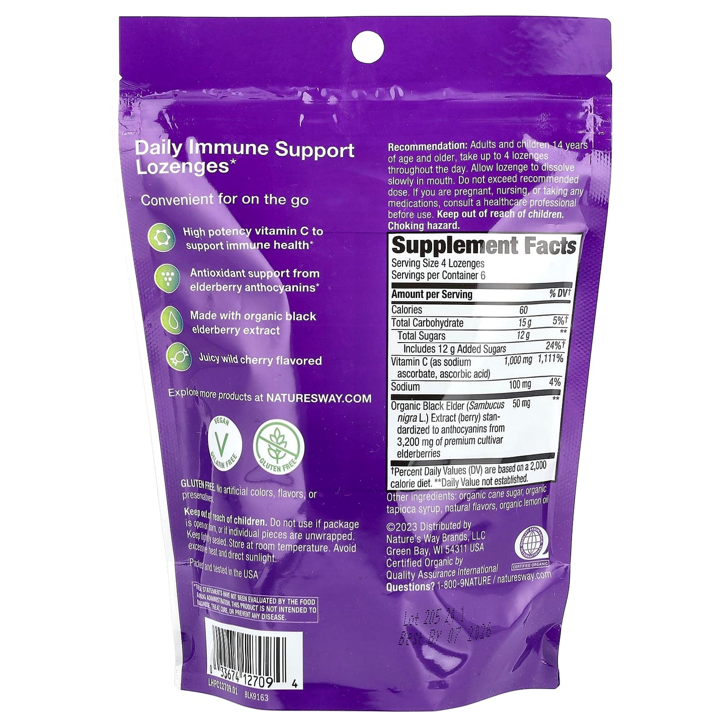 Nature's Way, Sambucus® Immune Lozenges, Elderberry, Vitamin C, Wild Cherry, 24 Lozenges - Image 2