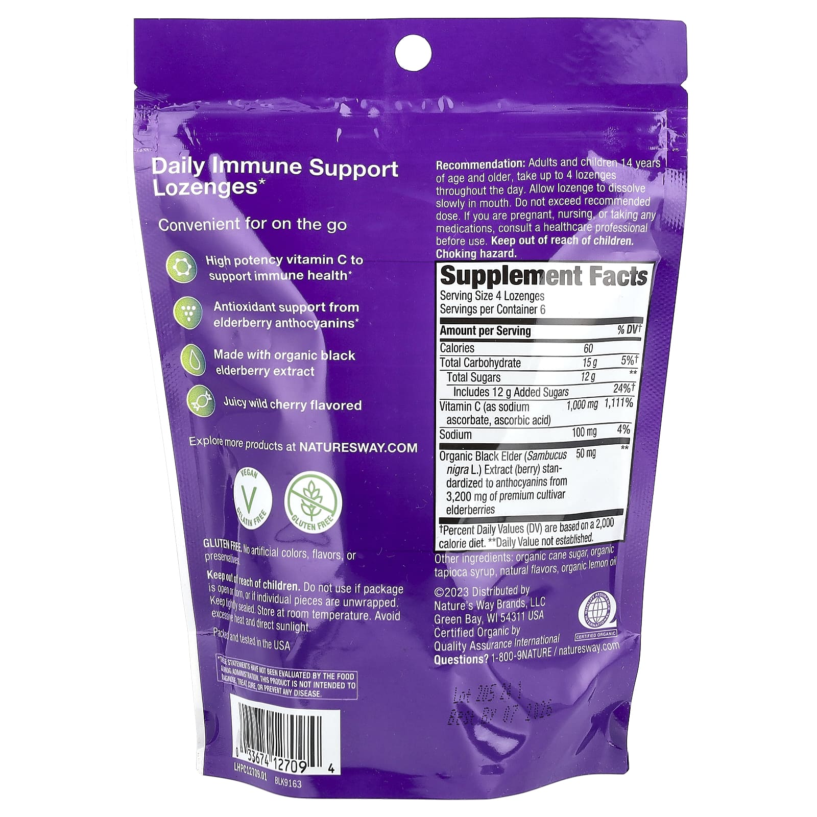 Nature's Way, Sambucus® Immune Lozenges, Elderberry, Vitamin C, Wild Cherry, 24 Lozenges - Image 2